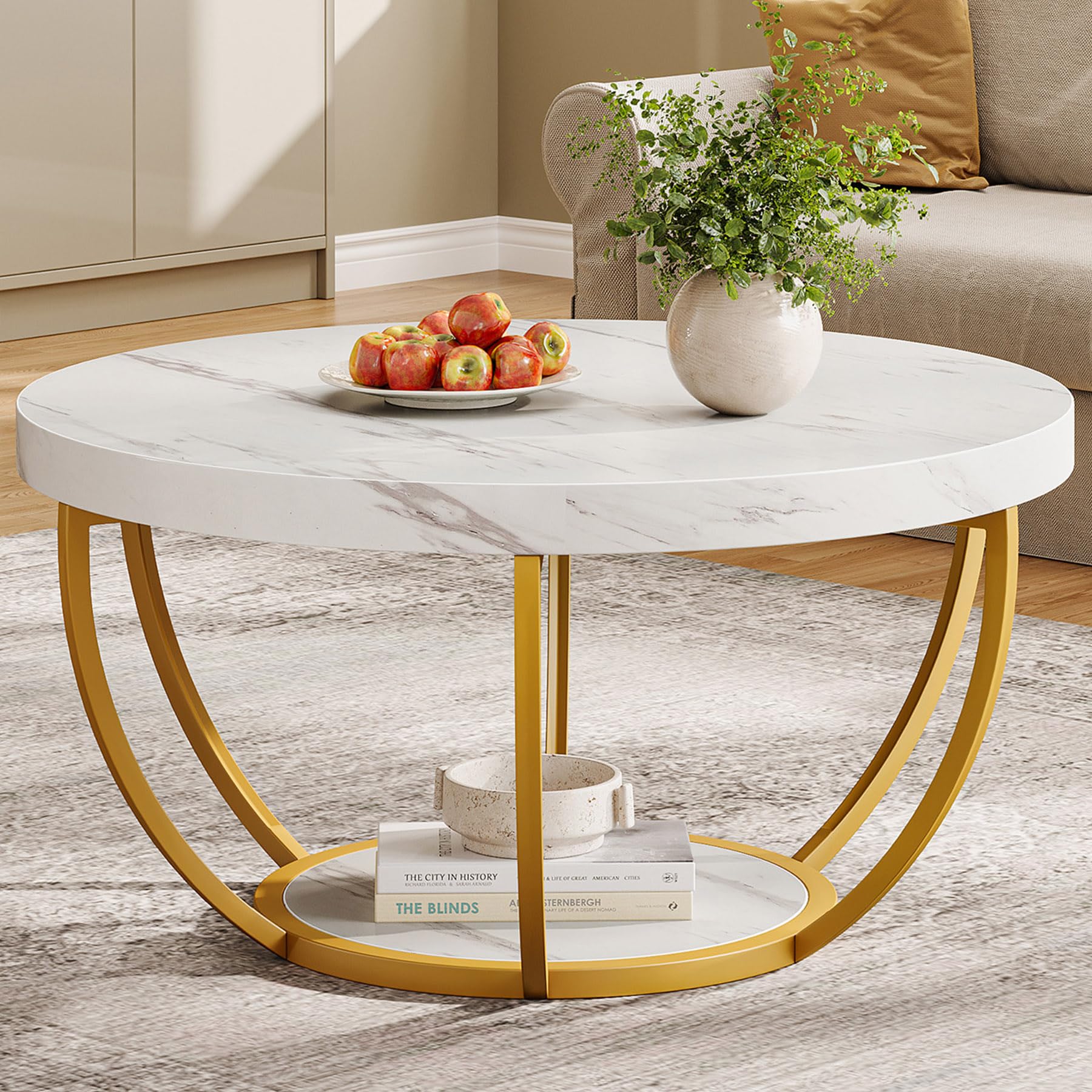 Tribesigns 2-Tier Round Coffee Table