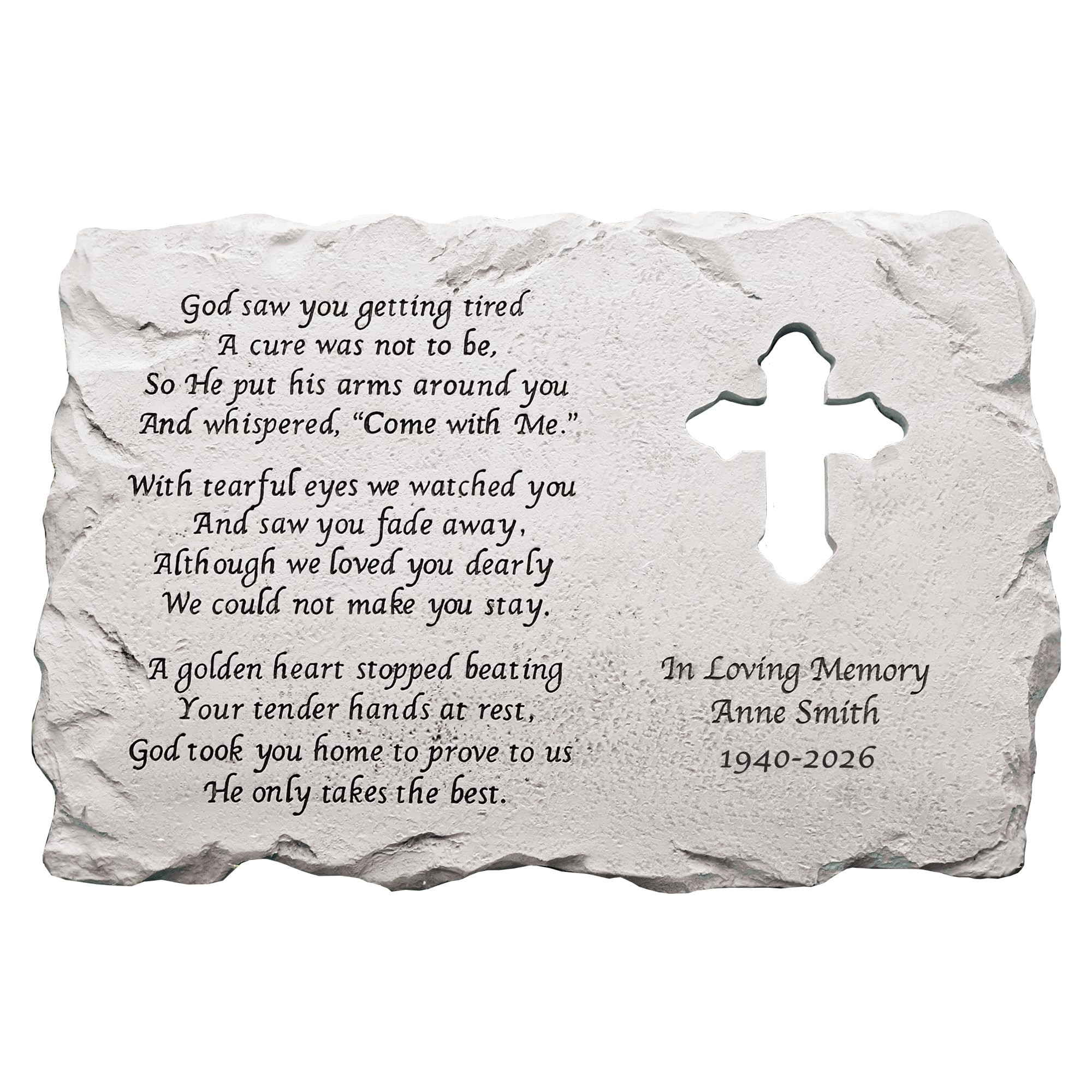 Let's Make Memories Personalized Cross Memorial Stone