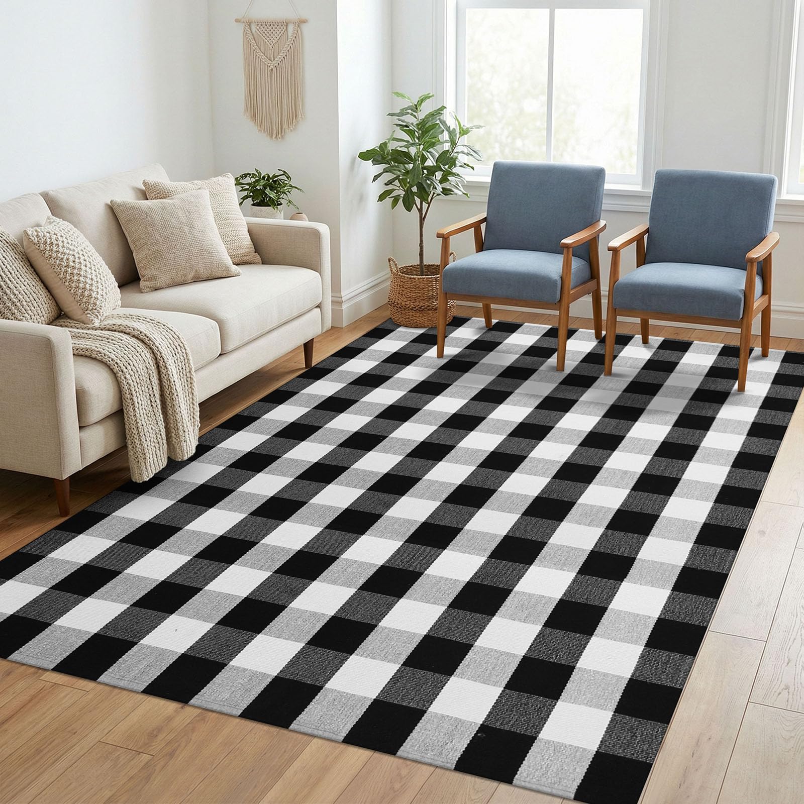 KILOCOCO Buffalo Plaid Woven Rug