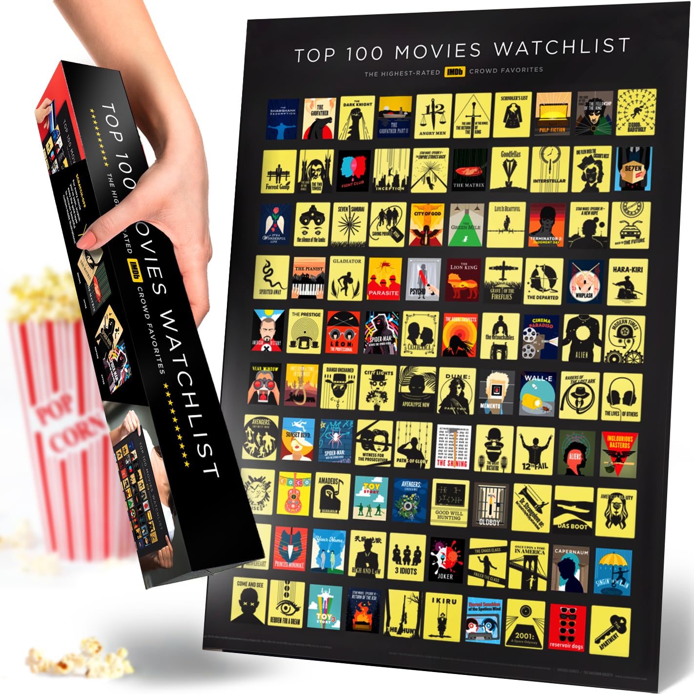 Official IMDb Top 100 Movies Scratch Off Poster | Premium Bucket List - Made in USA | 16.5x23.4 Inches