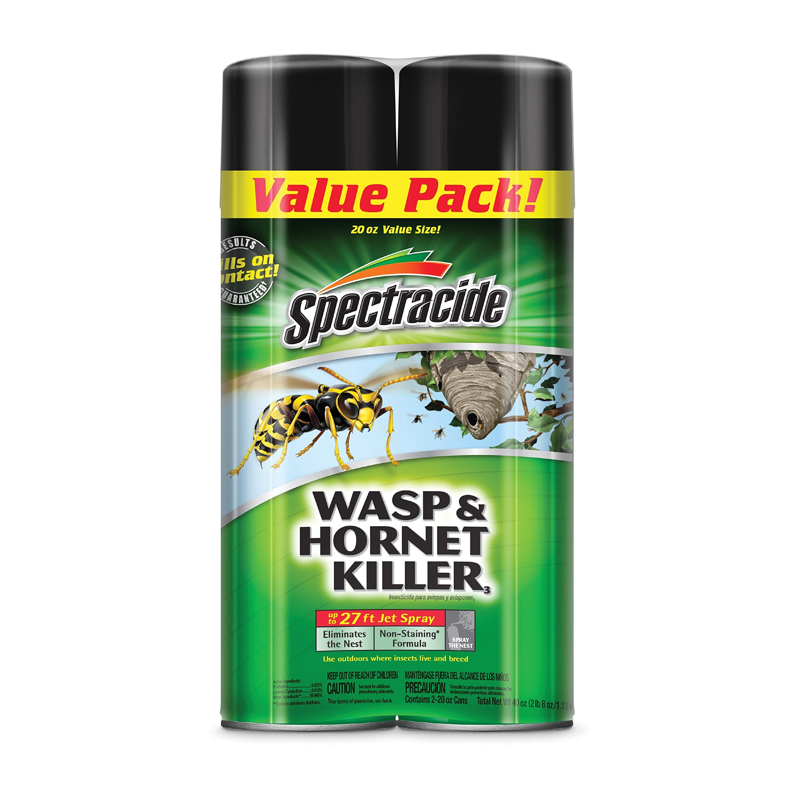 Spectracide Wasp, Hornet and Insects Killer — 27 Foot Jet Spray, Twin Pack