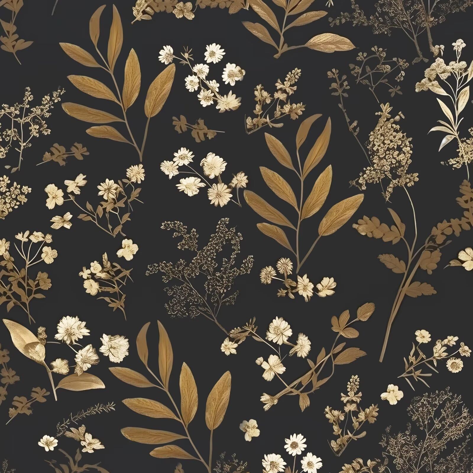 Laatse Black Floral Peel-and-Stick Wallpaper