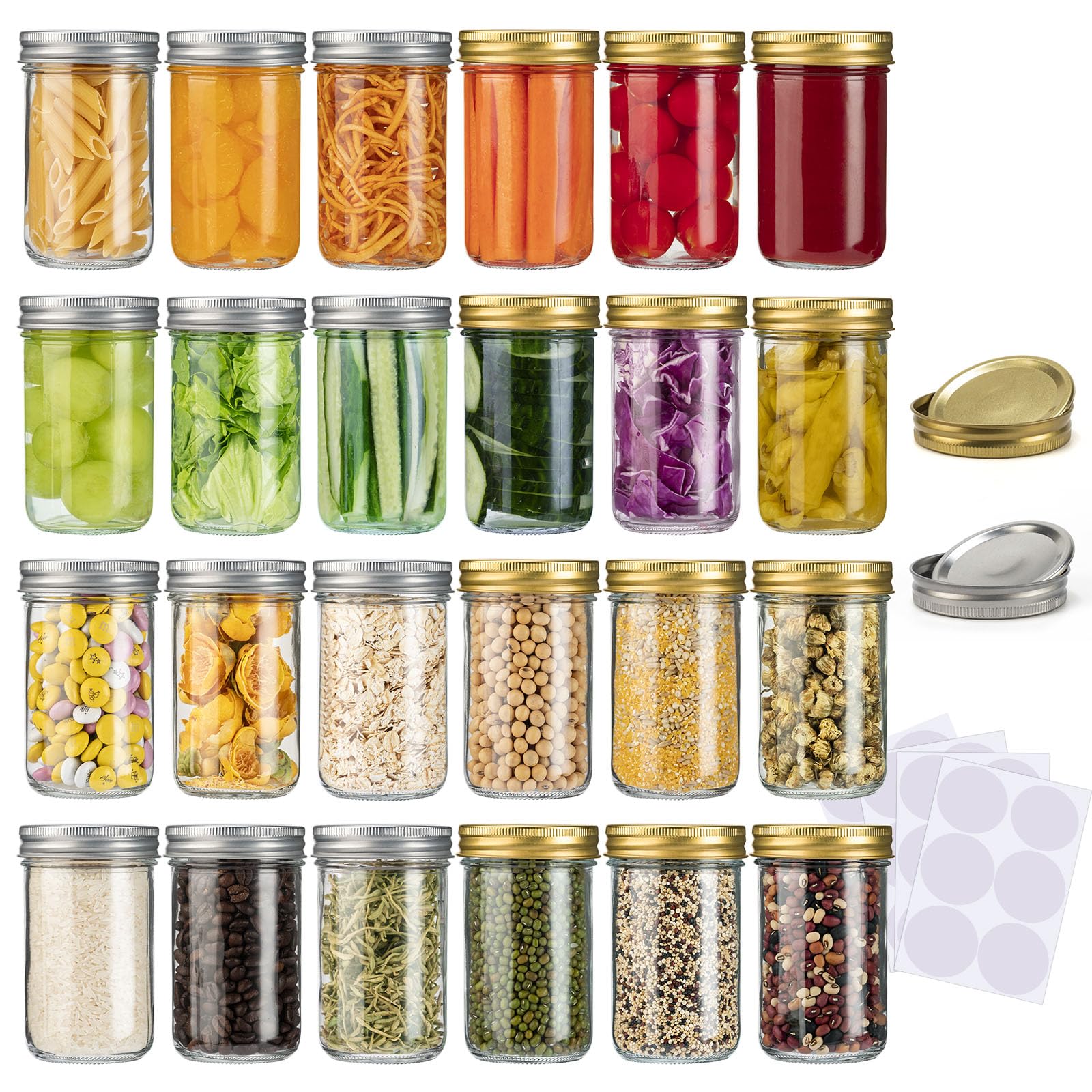 SPANLA Half-Pint Mason Jars (8 oz, 24-pack)