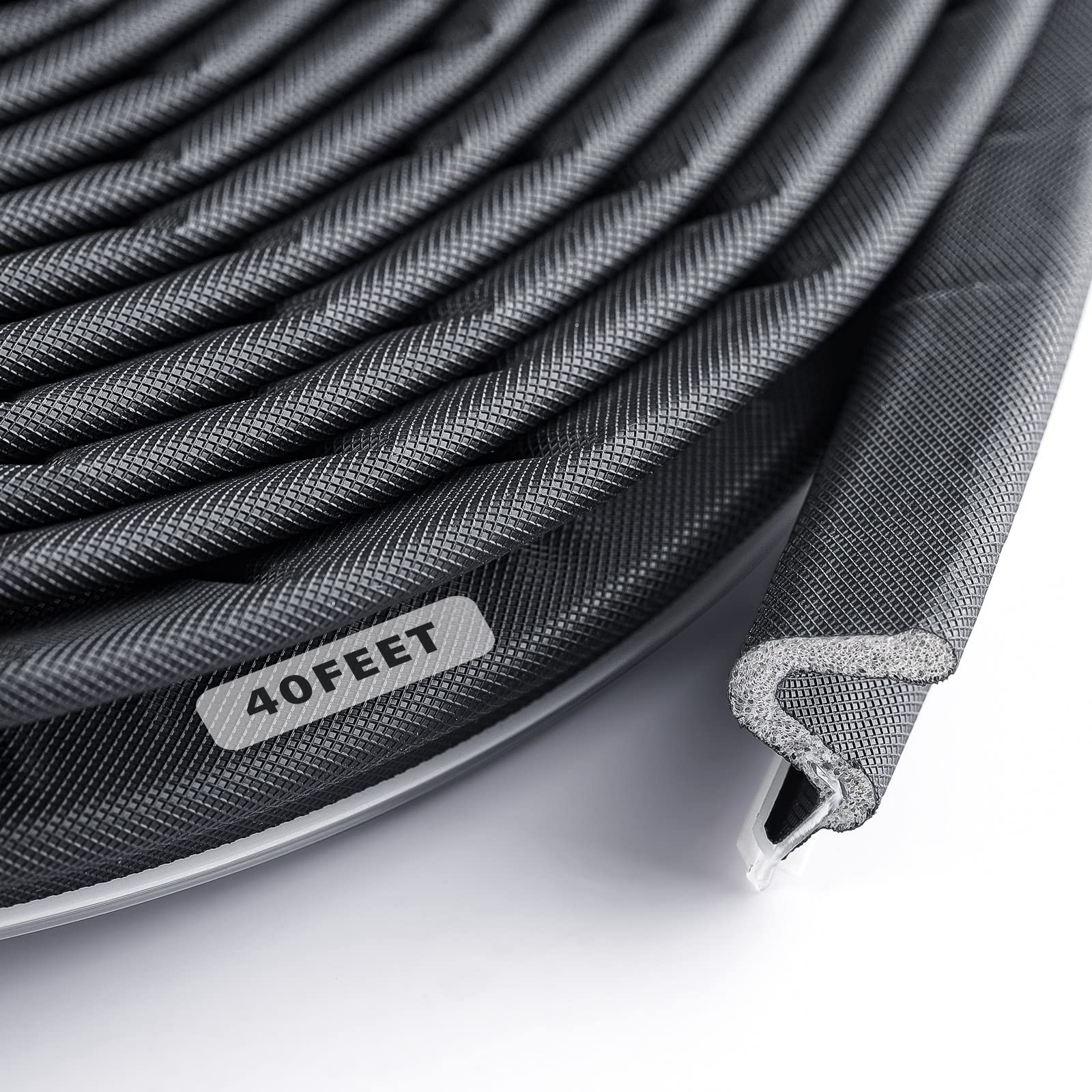 BBTO V-Shaped Kerf Weatherstripping — 40 ft (Black)