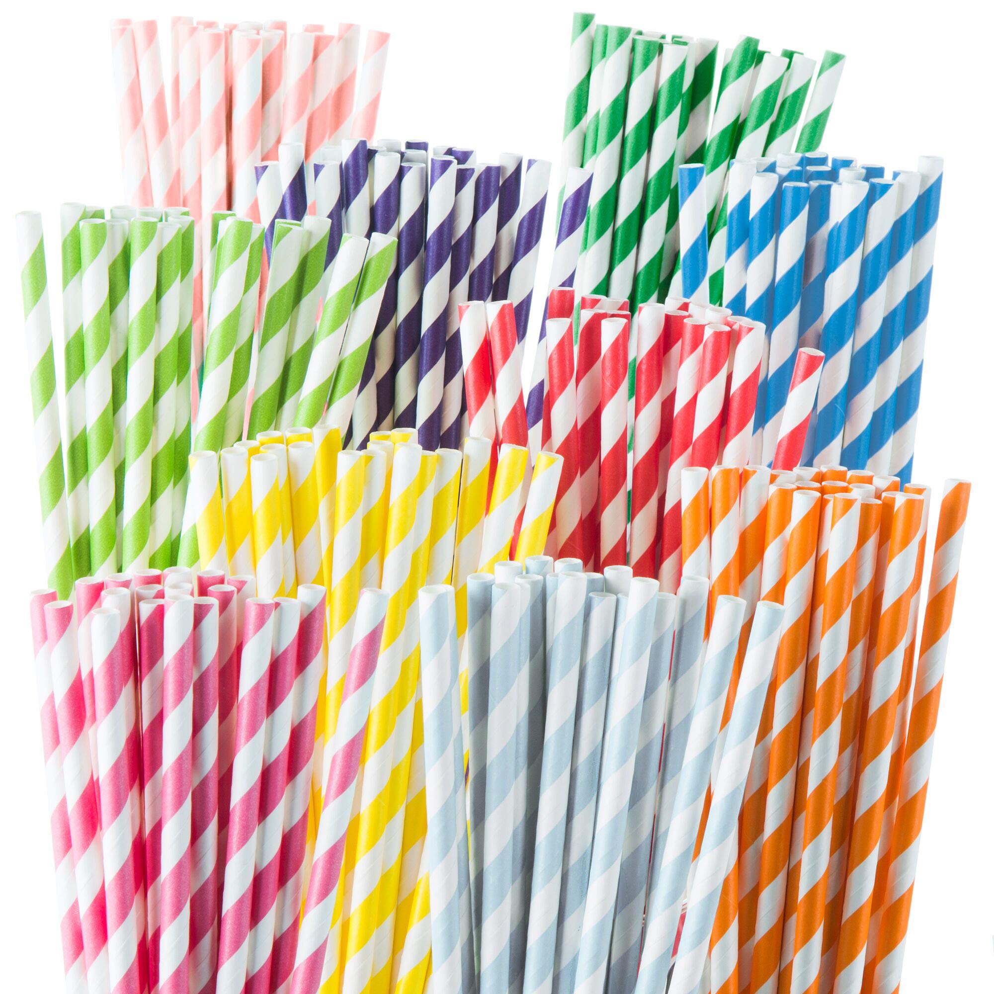 Weemium Striped Paper Straws (200 Pack)
