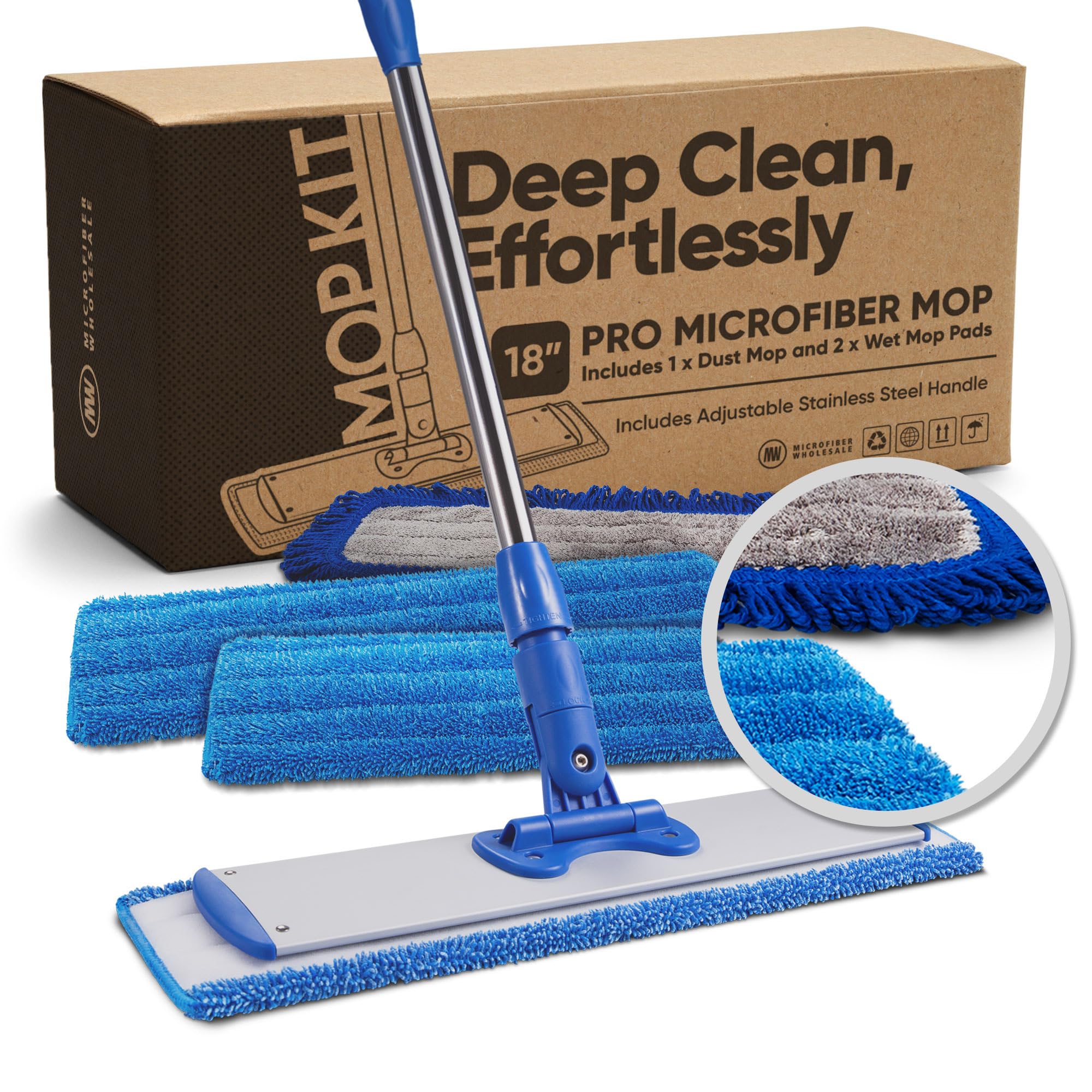18" Pro Microfiber Floor Mop Kit