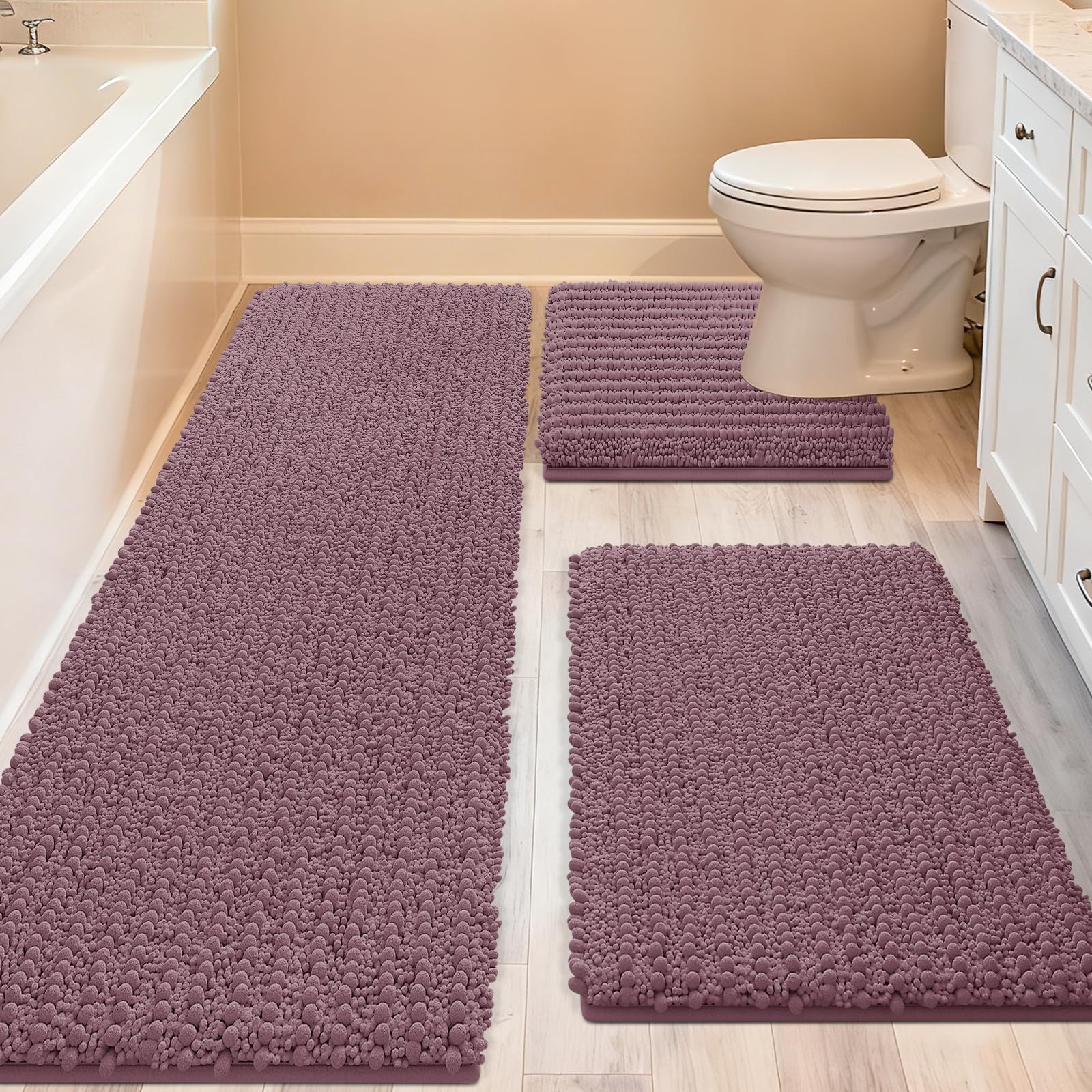 ACCUMTEK Chenille 3-Piece Bath Rug Set
