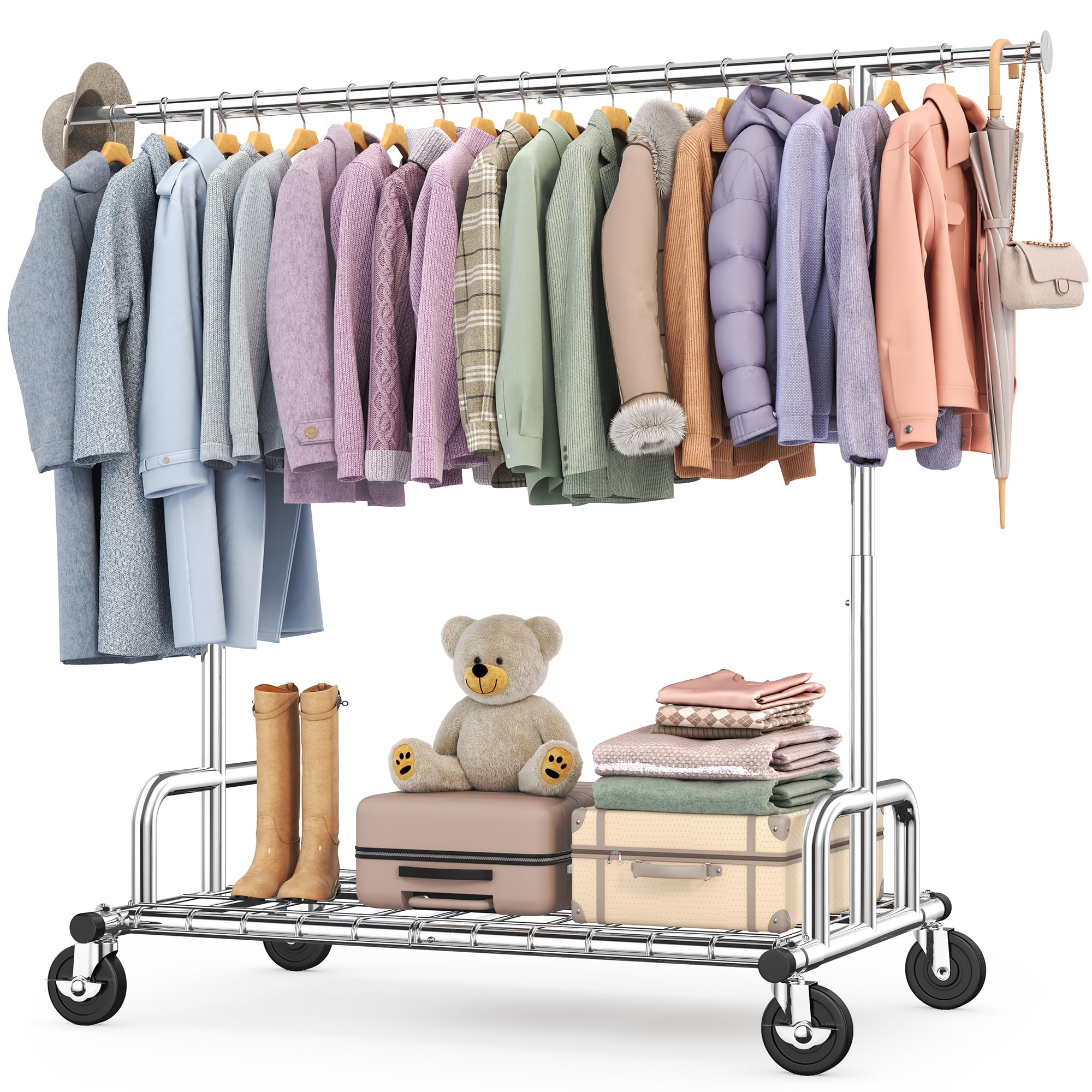 HOKEEPER Heavy‑Duty Rolling Garment Rack