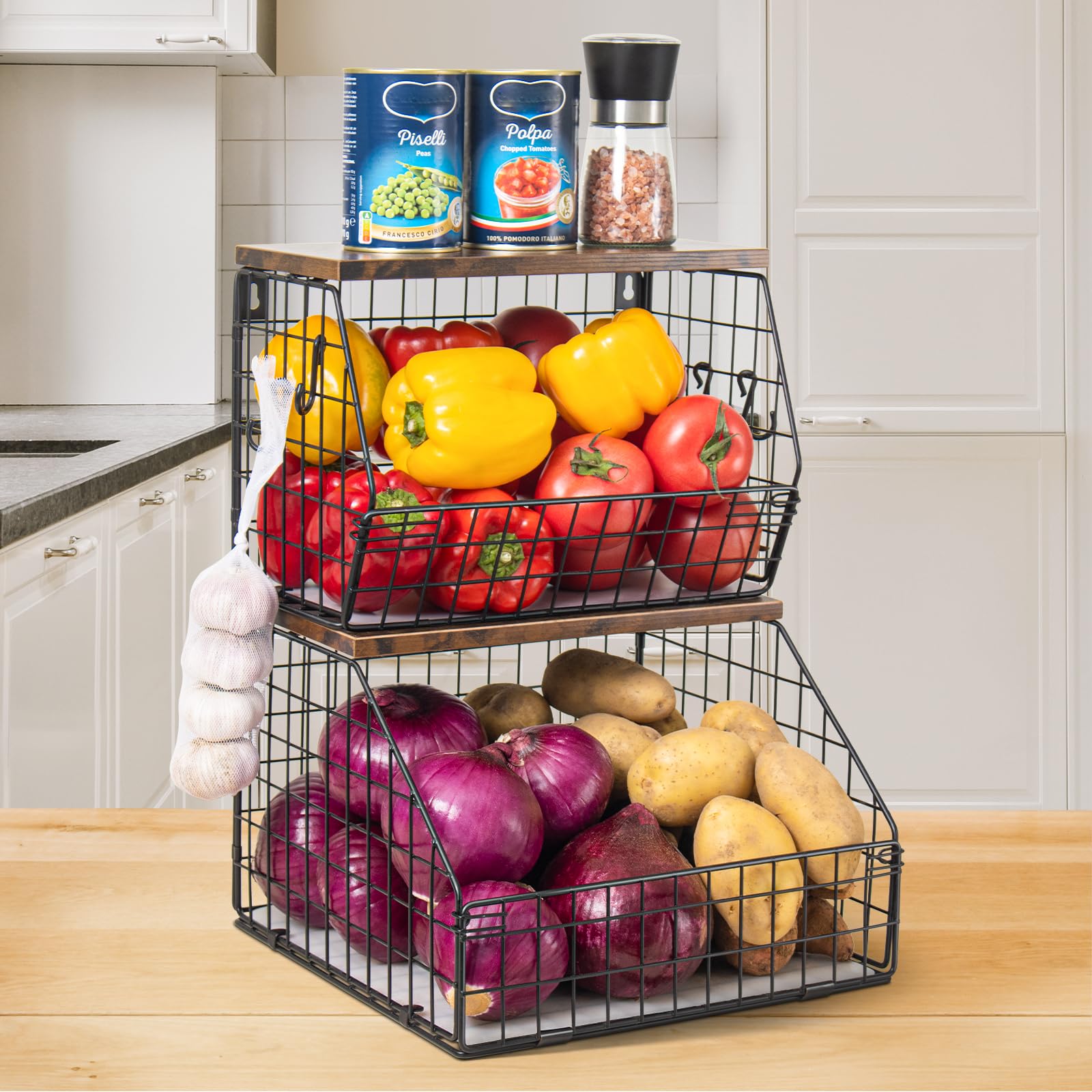 Stackable Wall-Mounted Fruit & Vegetable Baskets