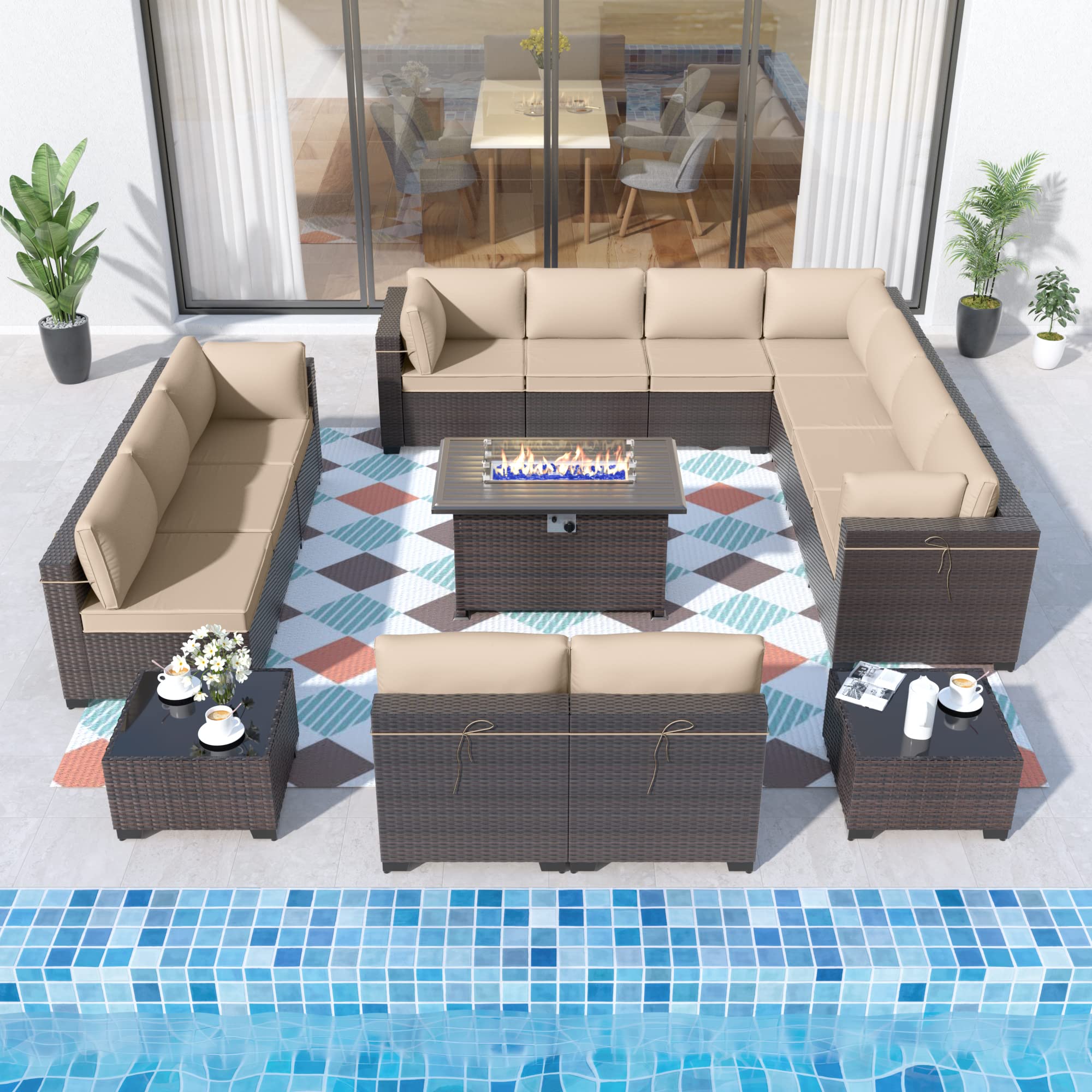 ALAULM 15-Piece Sectional with Firepit