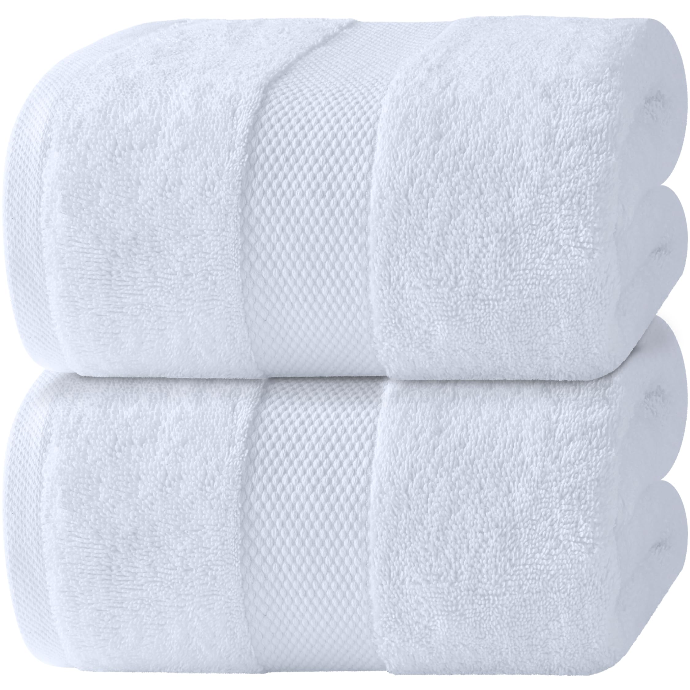 White Classic Luxury Bath Sheets, 35 x 70 Inches, 700 GSM Turkish Cotton (2 Pack)