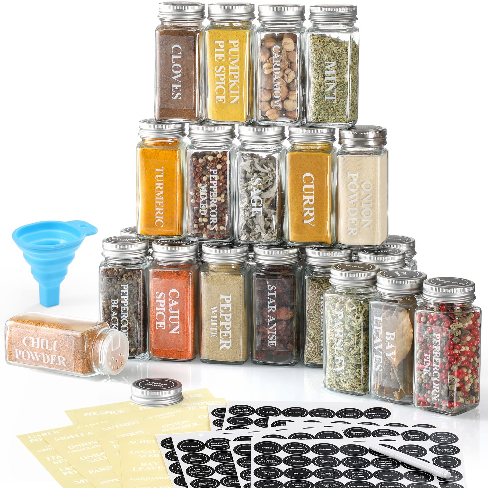 AOZITA 24-Piece Glass Spice Jars