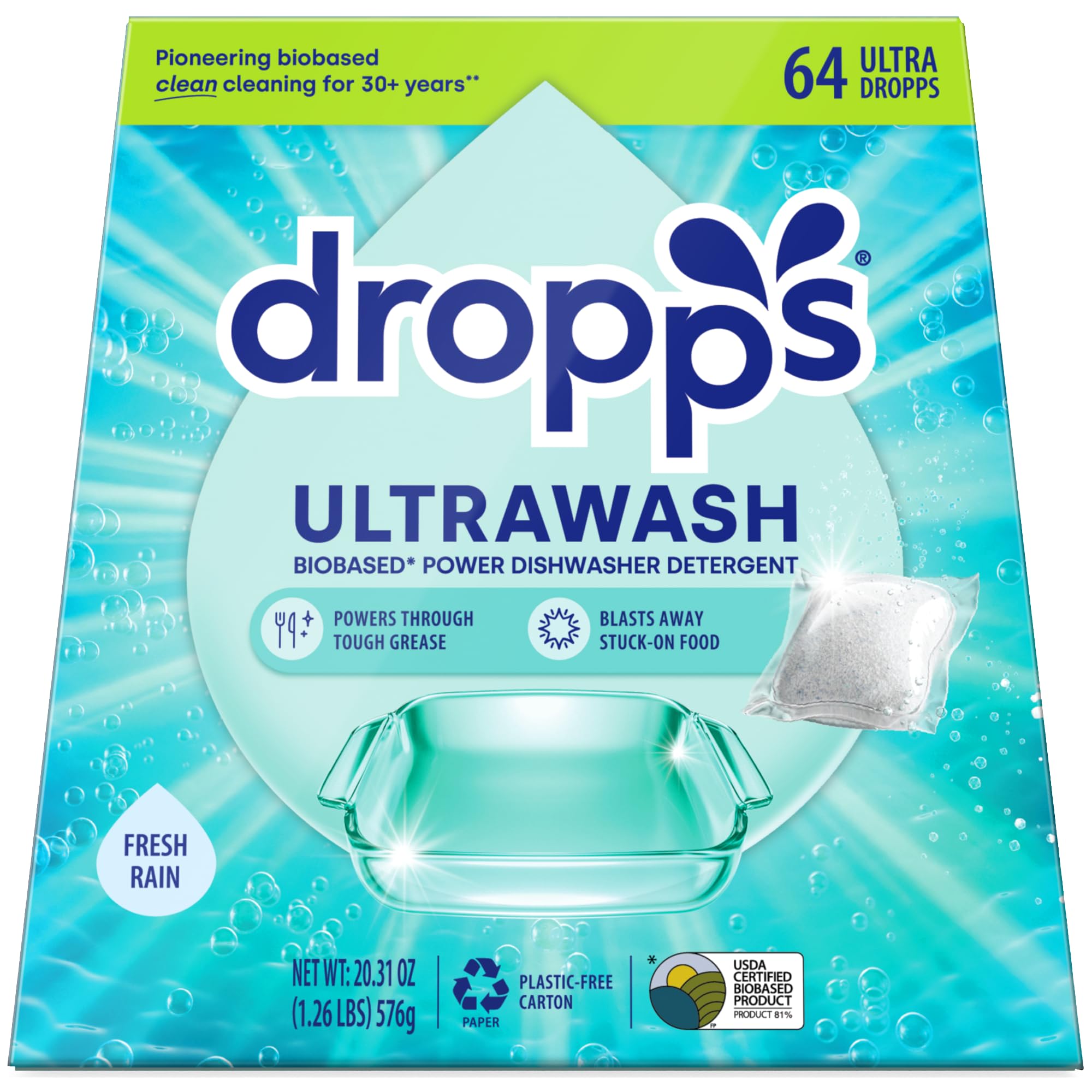 Dropps UltraWash Pods — Fresh Rain (64 Count)