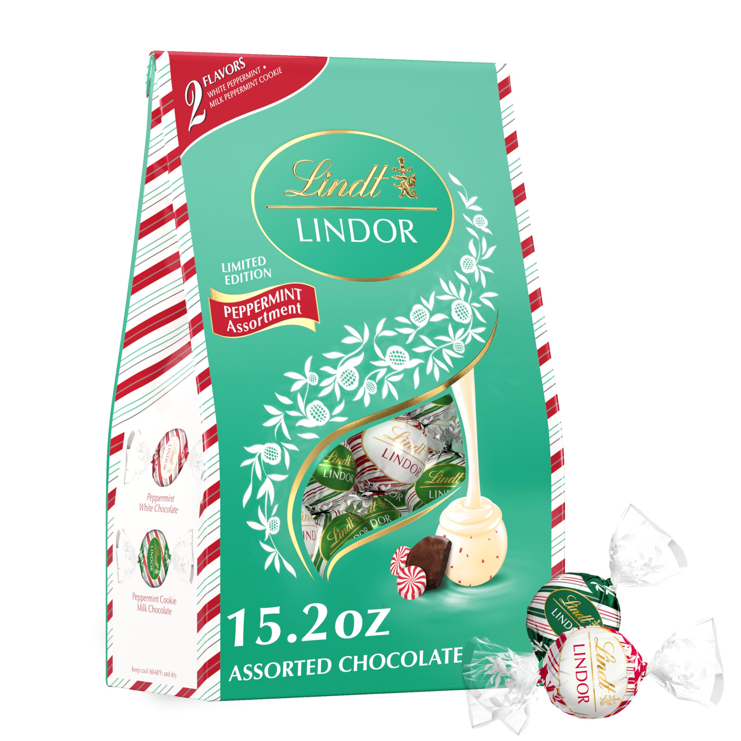 Lindt LINDOR Holiday Peppermint Assorted Truffles