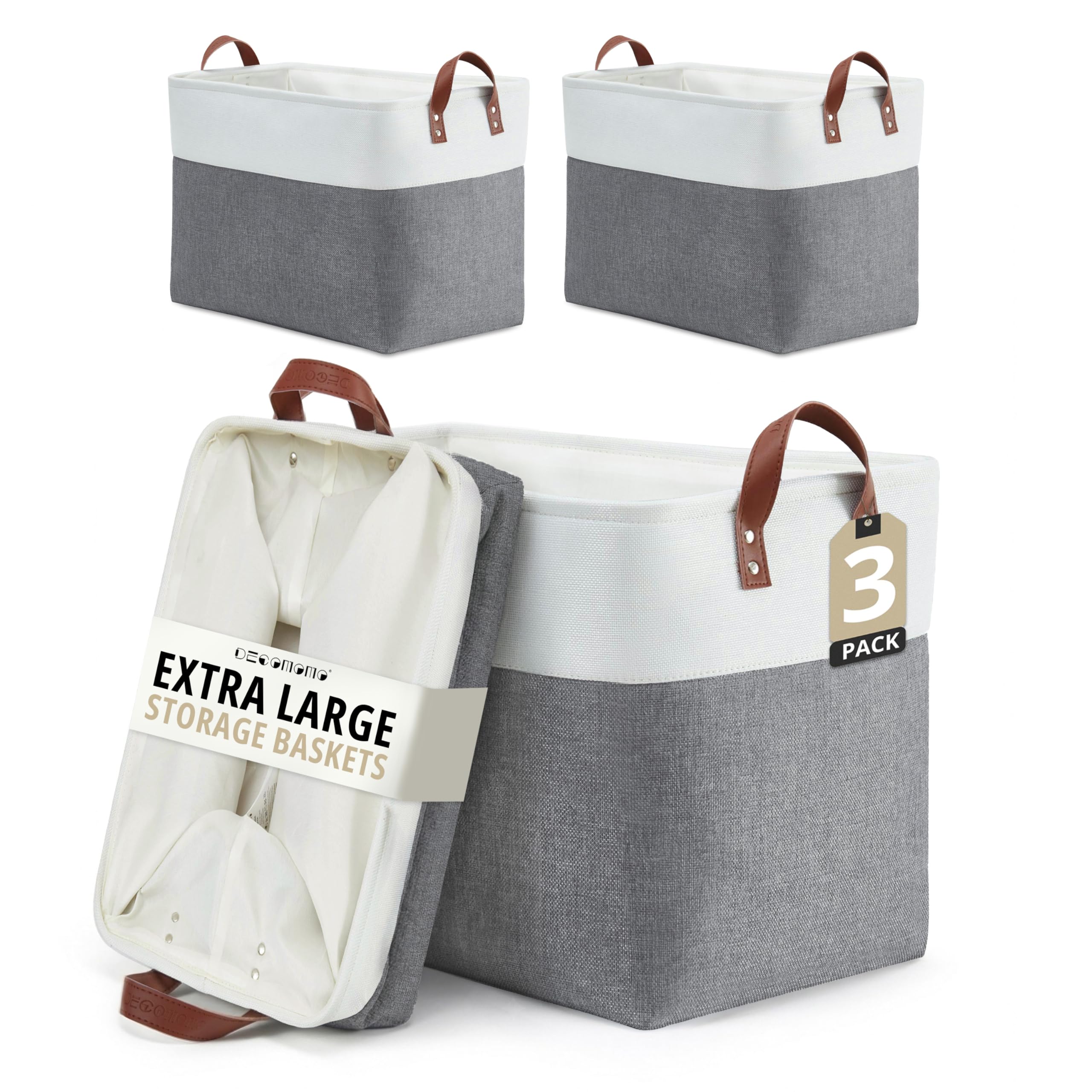 DECOMOMO Extra Large Fabric Storage Baskets