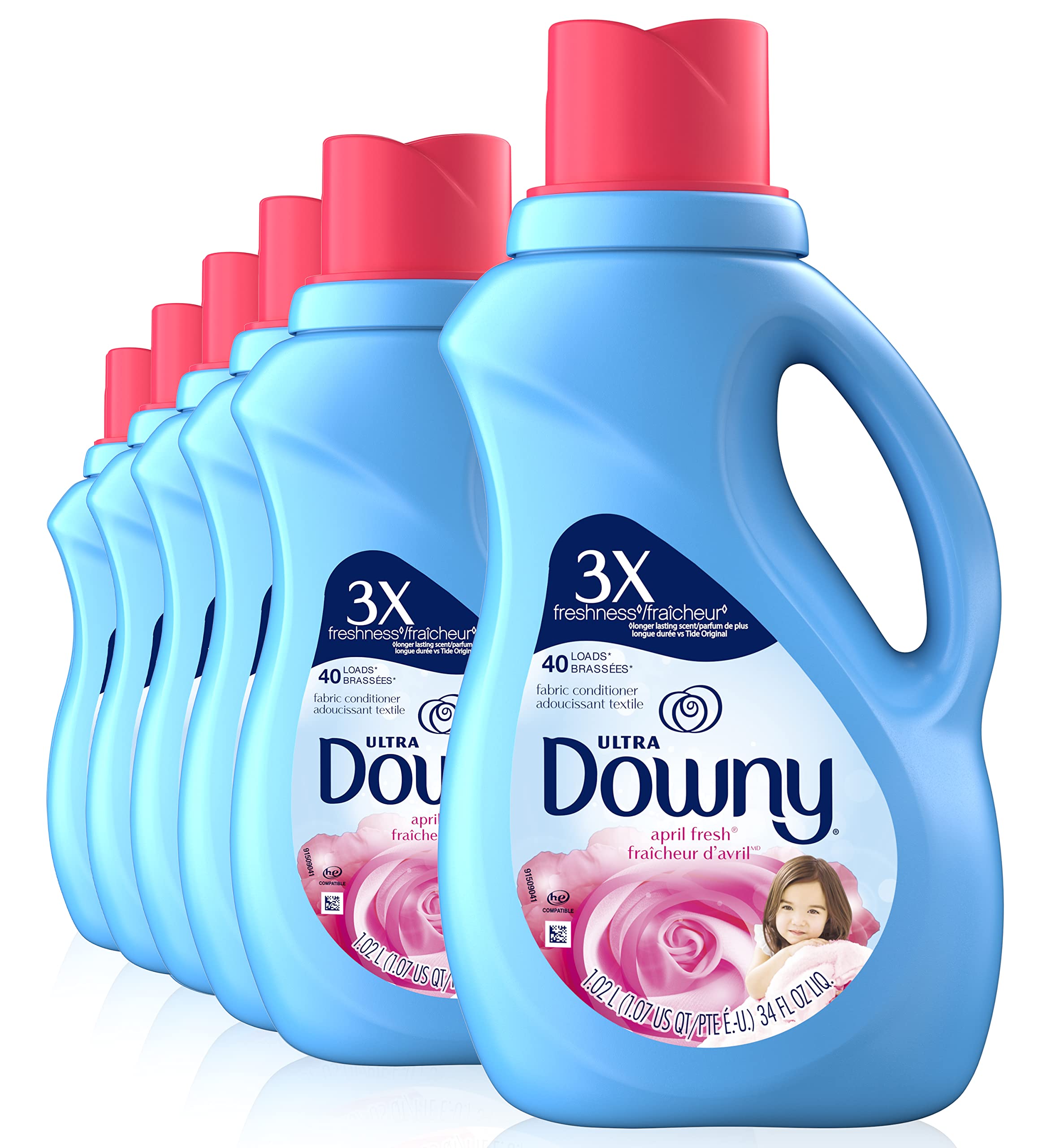 Downy Ultra April Fresh Laundry Fabric Softener Liquid, Six 34 Fl Oz Bottles