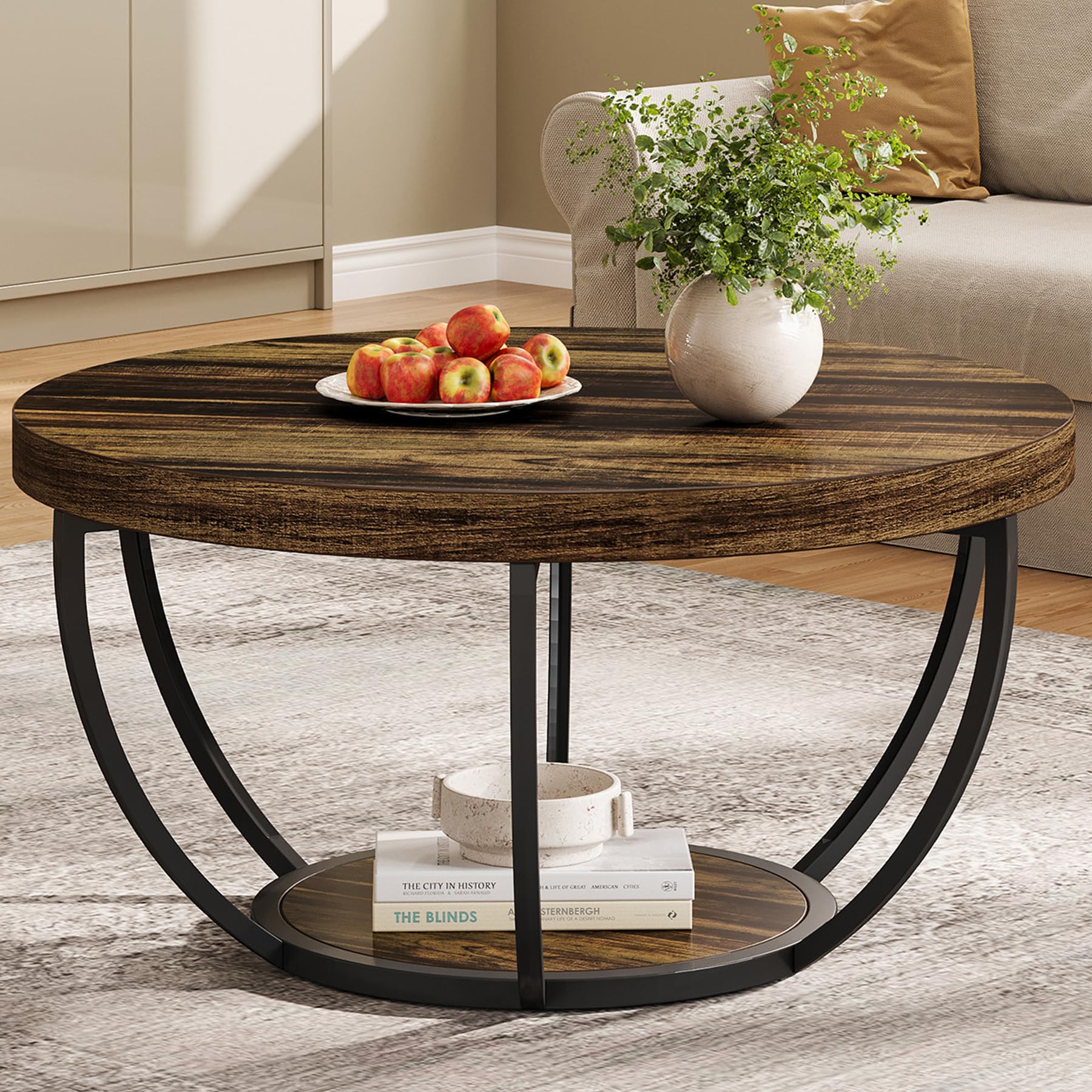 Tribesigns 2-Tier Round Coffee Table