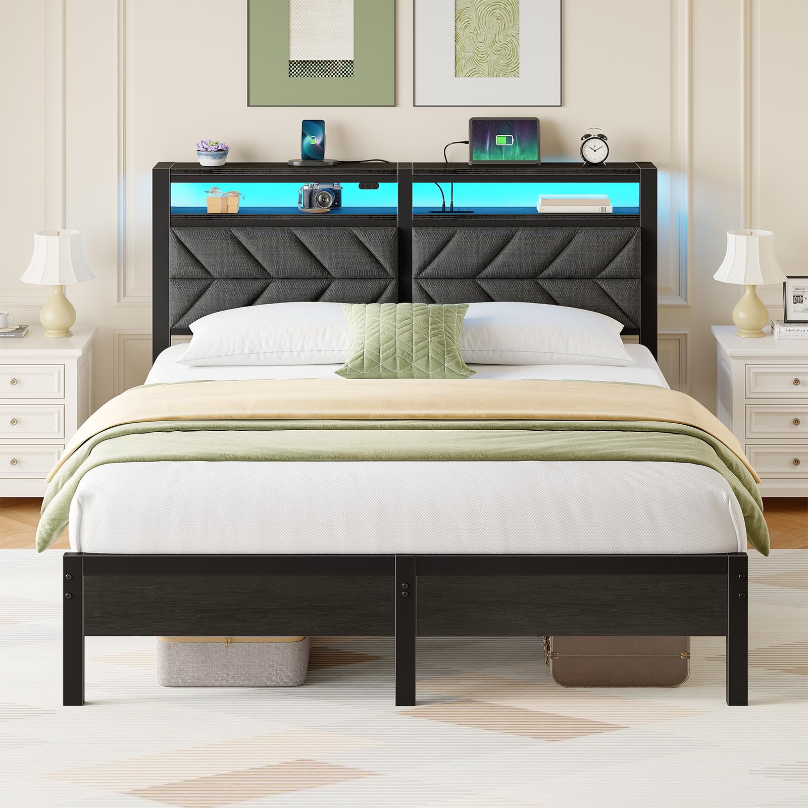 Seventable Bed Frame with LED & Charging