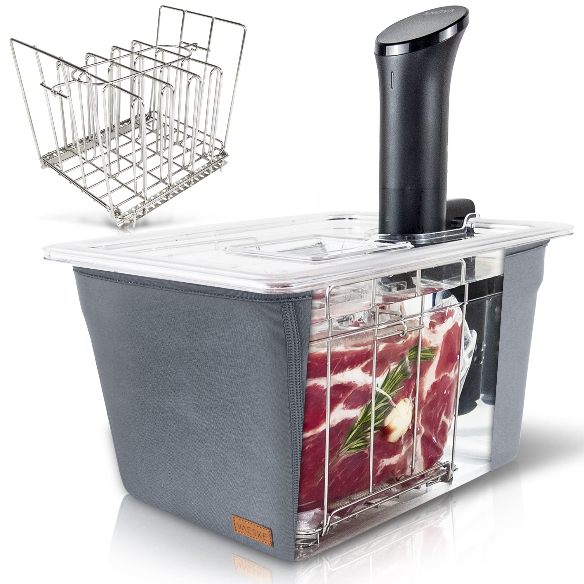 VÄESKE Insulated Sous Vide Container with Lid and Rack | 12 QT