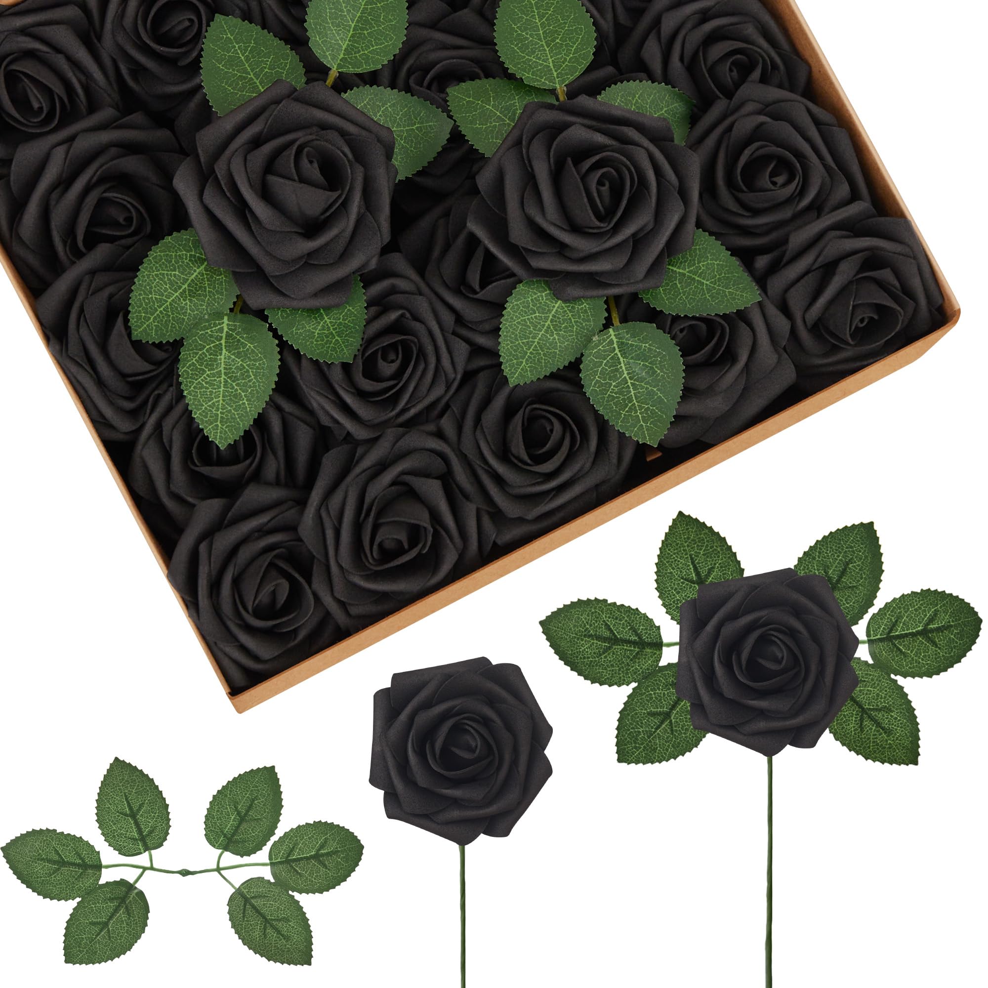 InnoGear Black Foam Roses (50pcs)