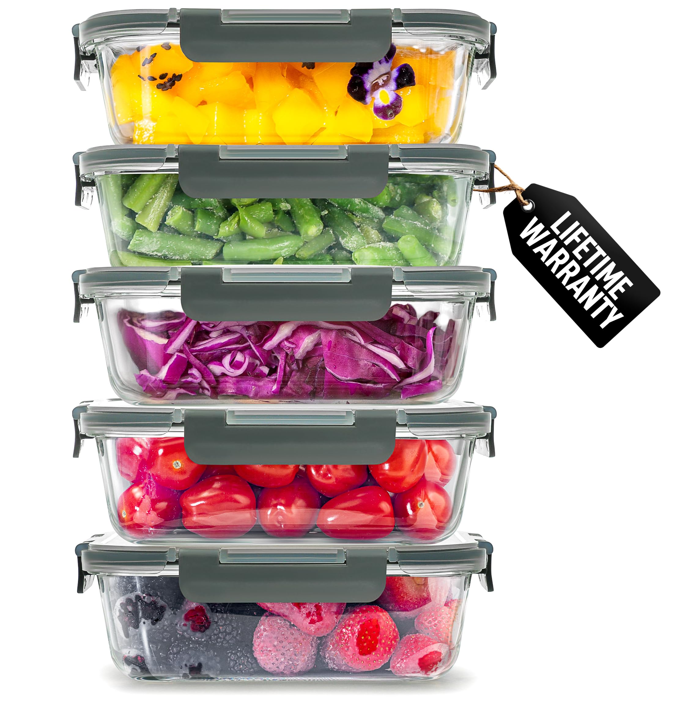 Zulay Borosilicate Glass Food Storage 5-Pack