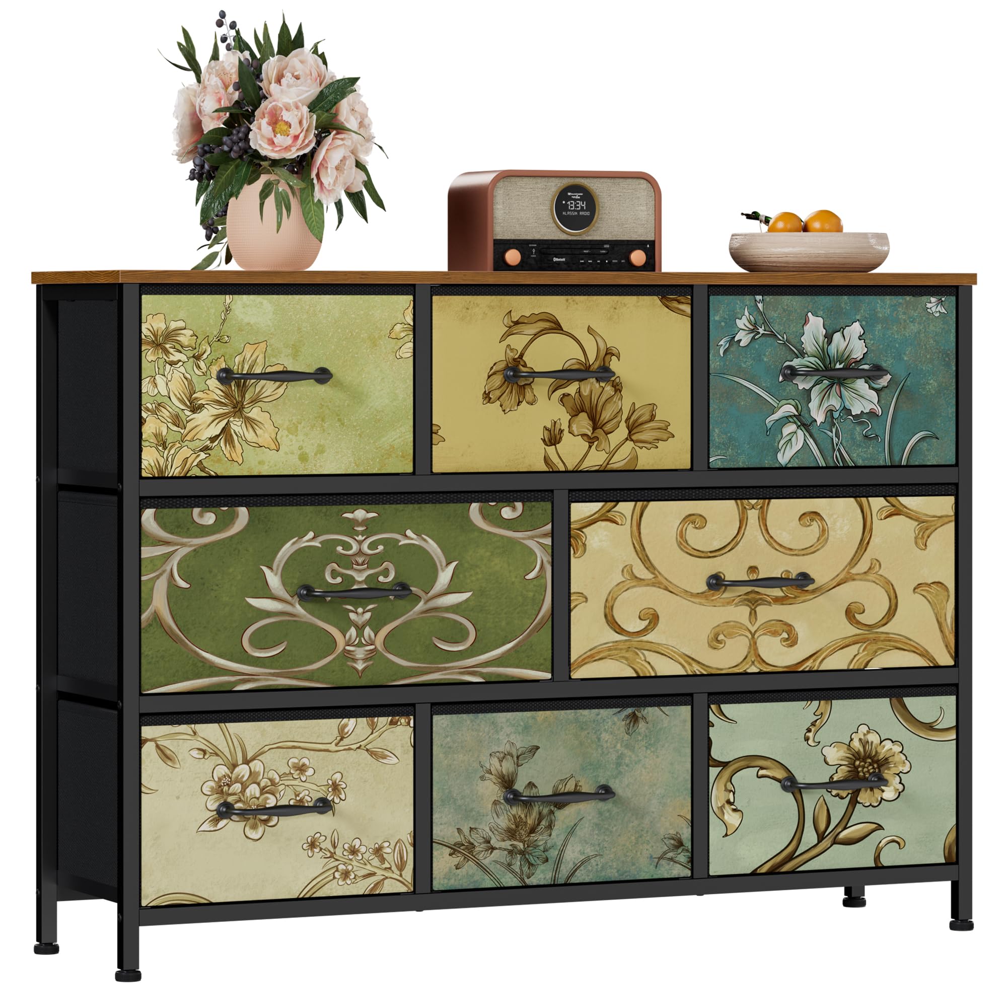 Furnulem Floral 8-Drawer Dresser