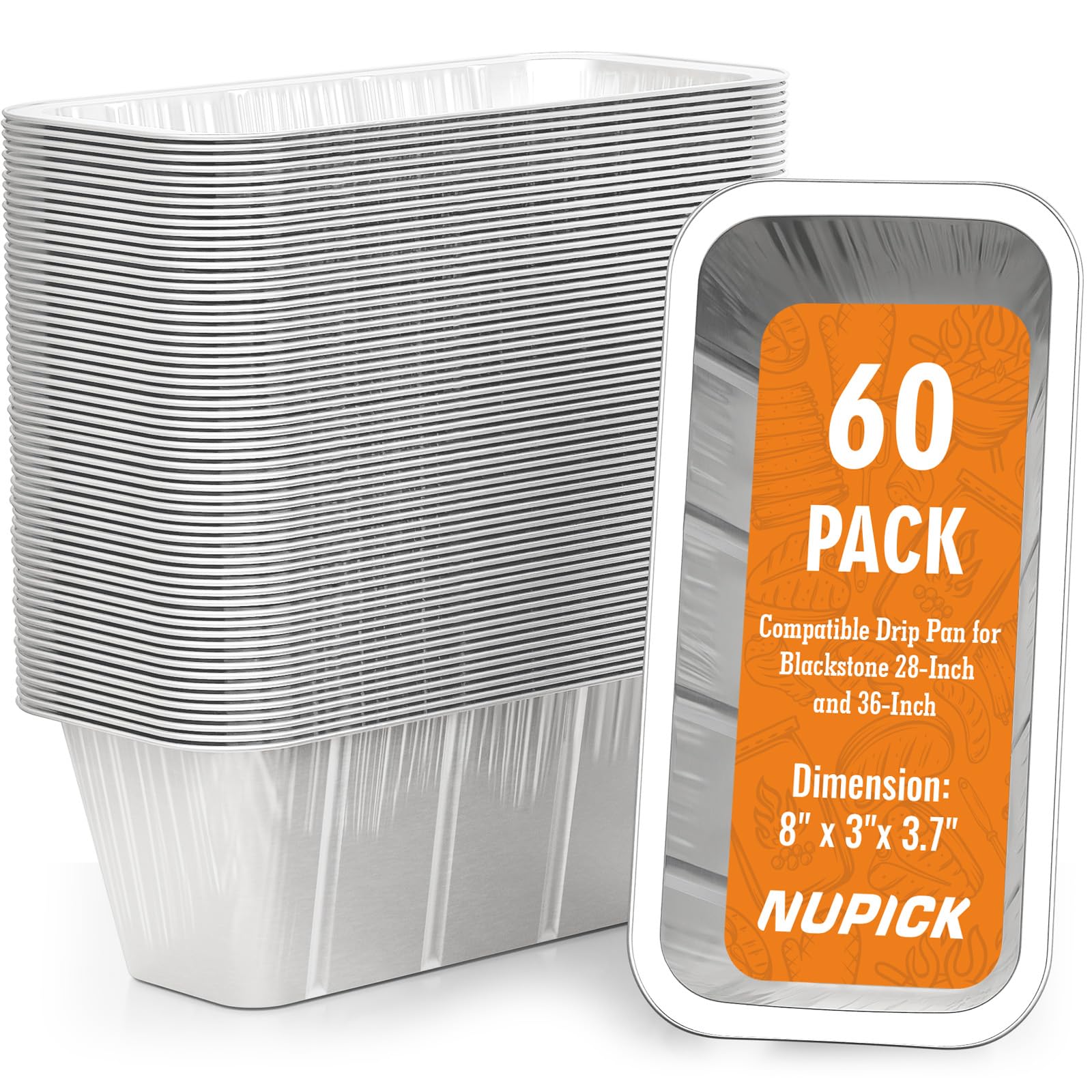 NUPICK Reusable Aluminum Grease Pans (60-Pack)