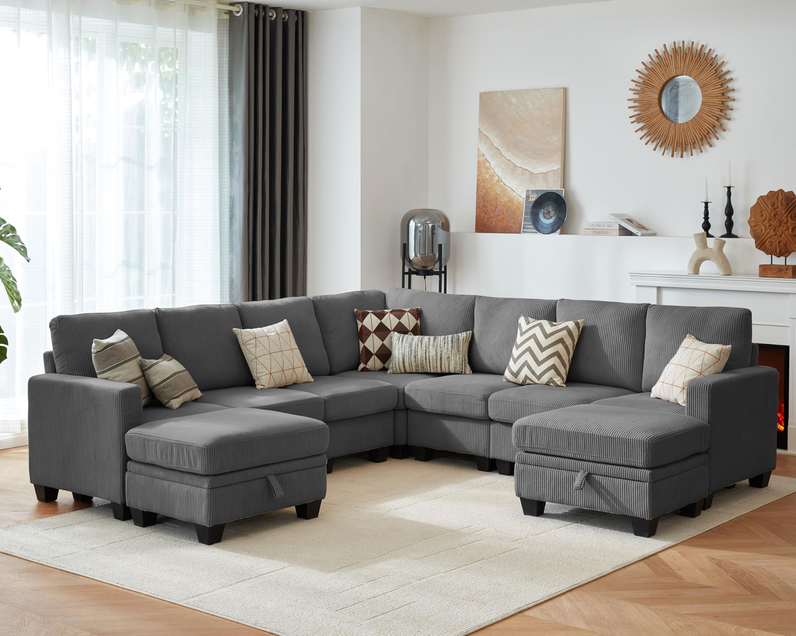 CHIC HOUSE Modular Corduroy Sectional