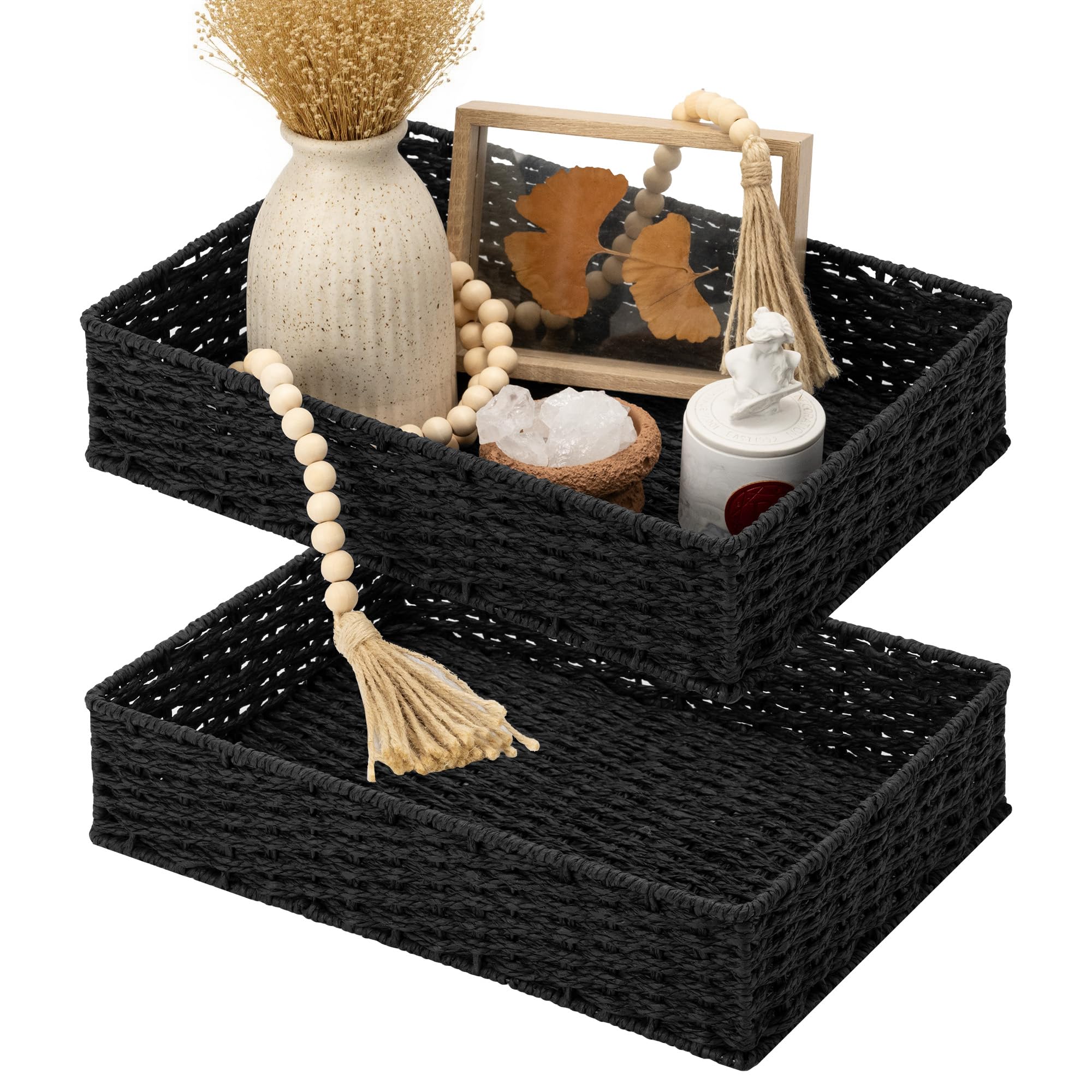 StorageWorks Handwoven Bathroom Trays