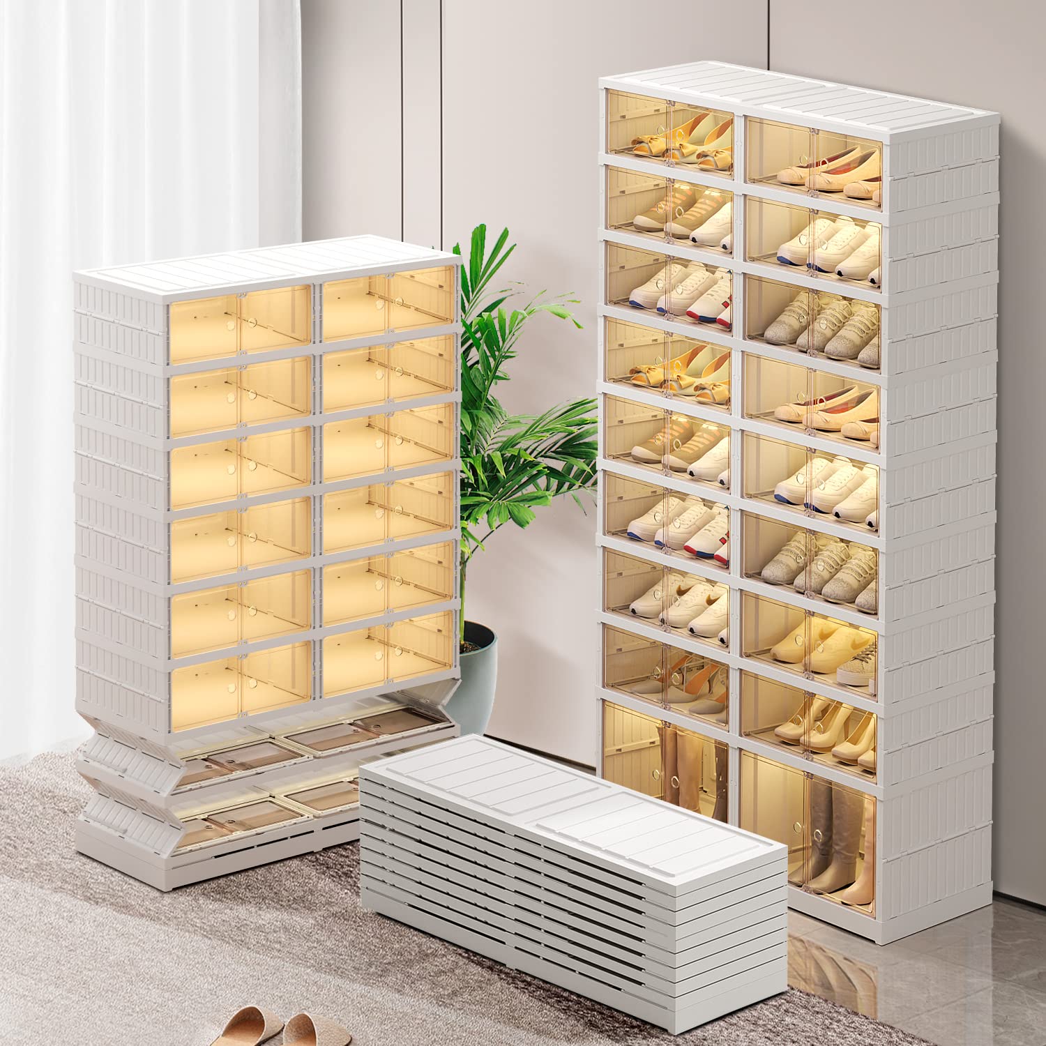CIMLORD 9-Tier Foldable Shoe Cabinet (Clear)