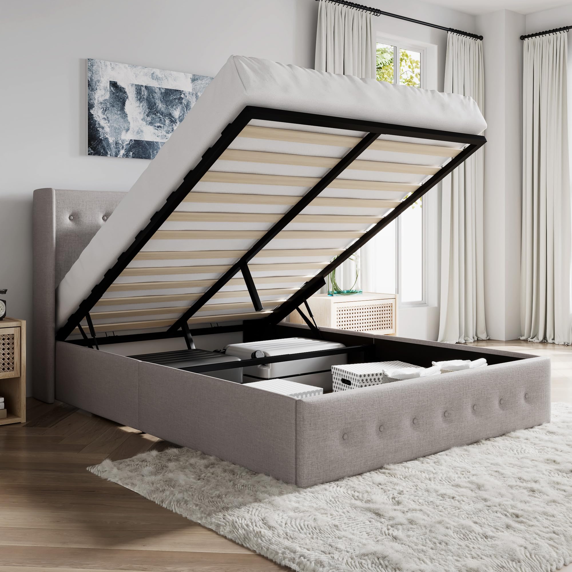 SHA CERLIN Full Lift‑Up Storage Bed
