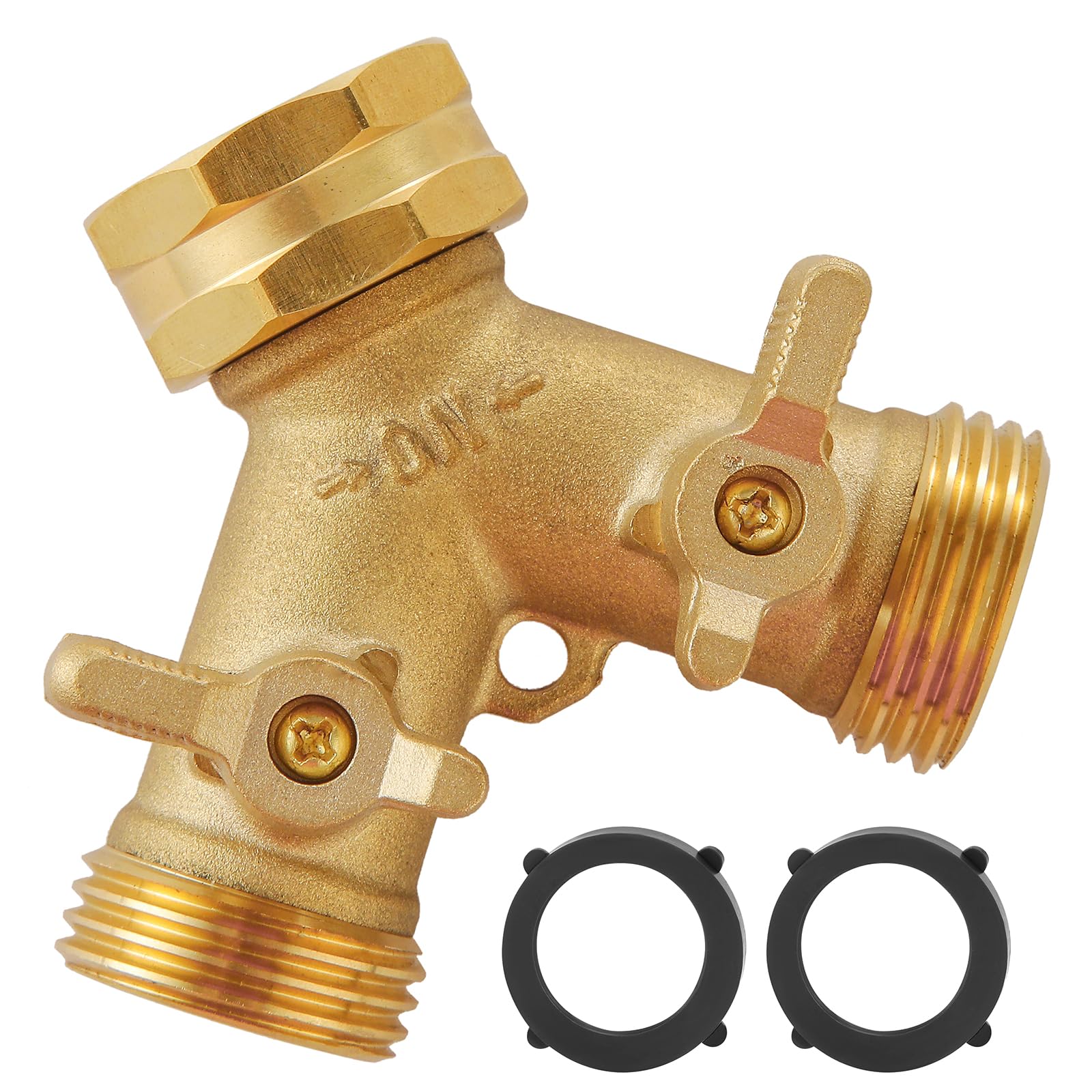 Solid Brass 2-Way Hose Splitter