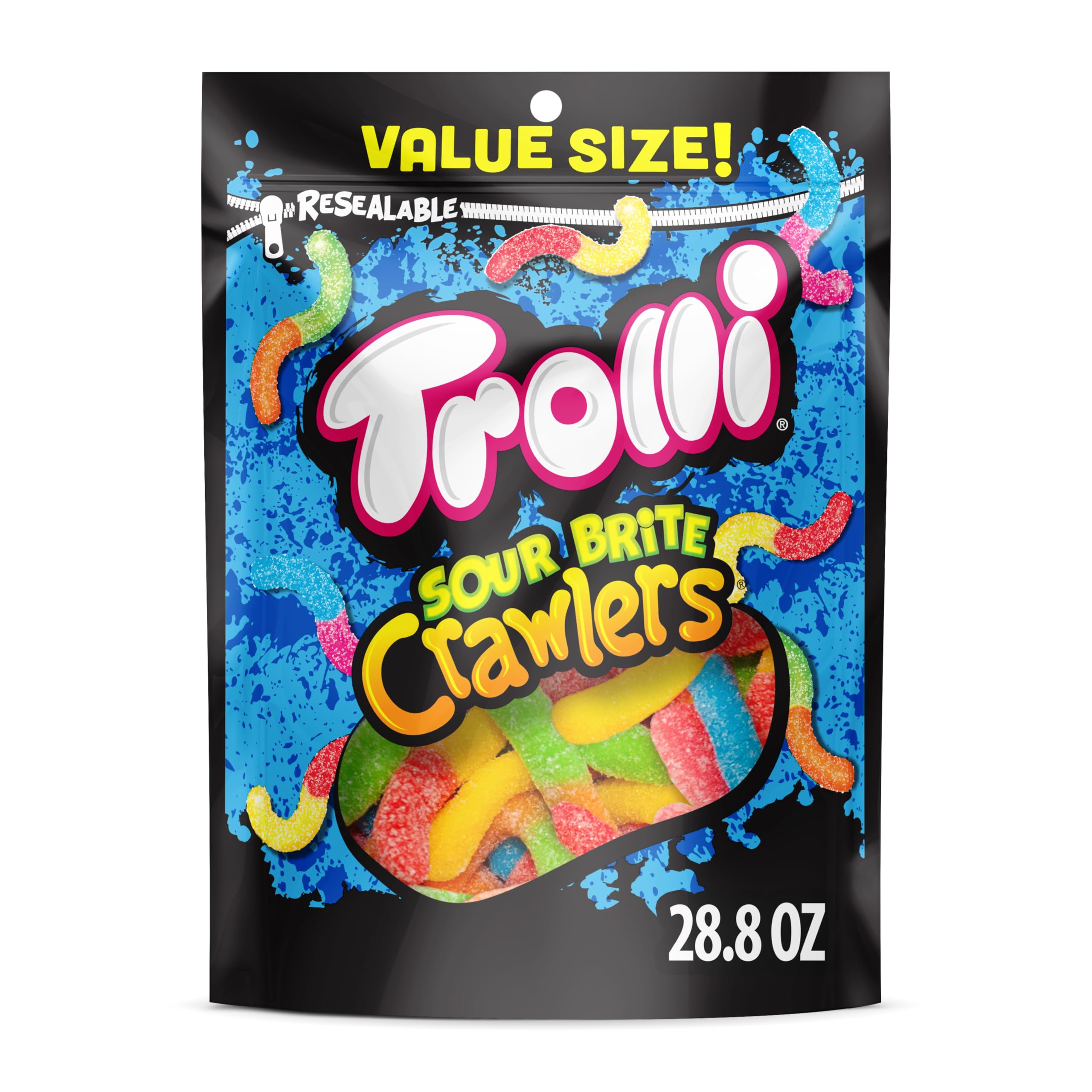 Trolli Sour Brite Crawlers, 28.8 oz — Cherry‑Lemon, Strawberry‑Grape & Orange‑Lime