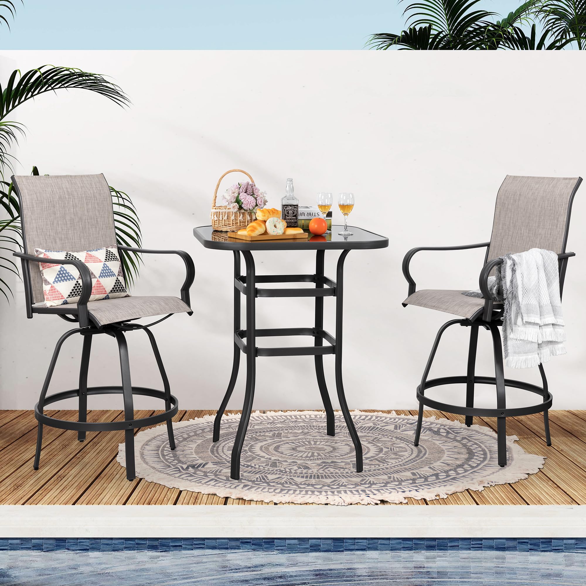 Shintenchi 3-Piece Swivel Patio Set