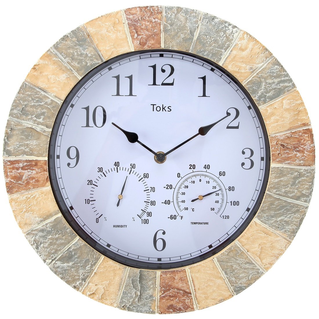Lily's Home 13-Inch Faux-Stone Outdoor Clock