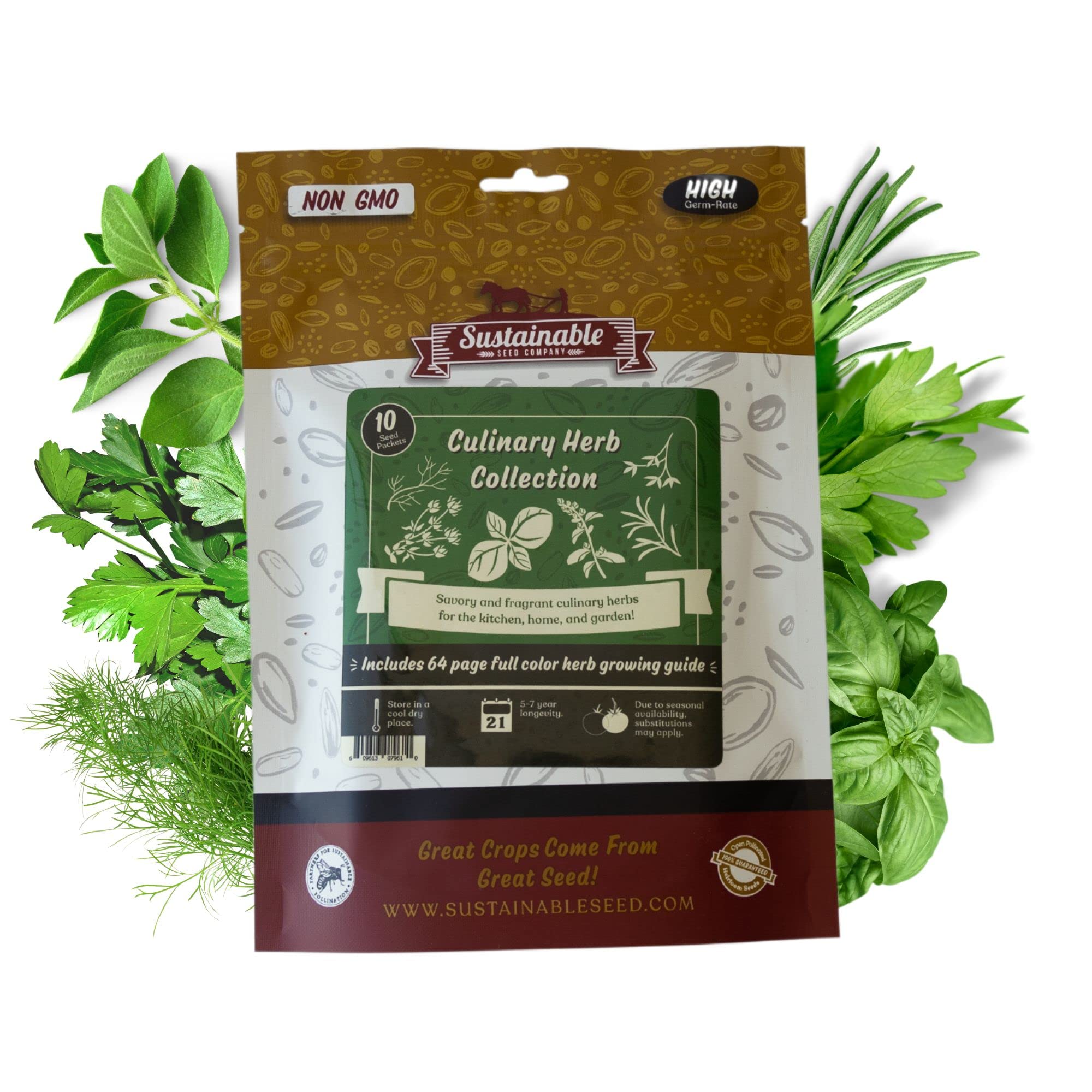 Culinary Herb Seeds 10-Pack with Growing Guide