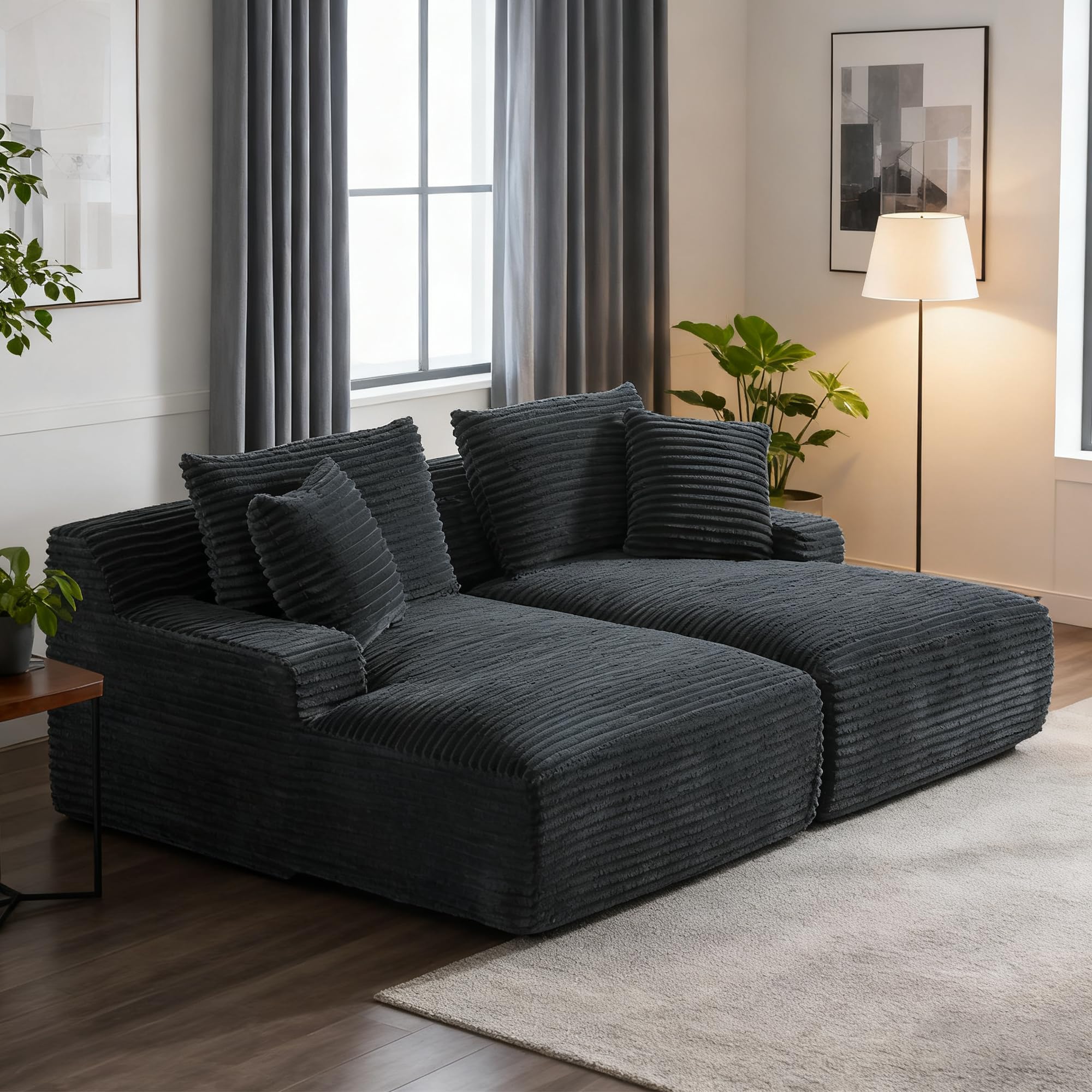 Oversized Corduroy Double Chaise Lounge
