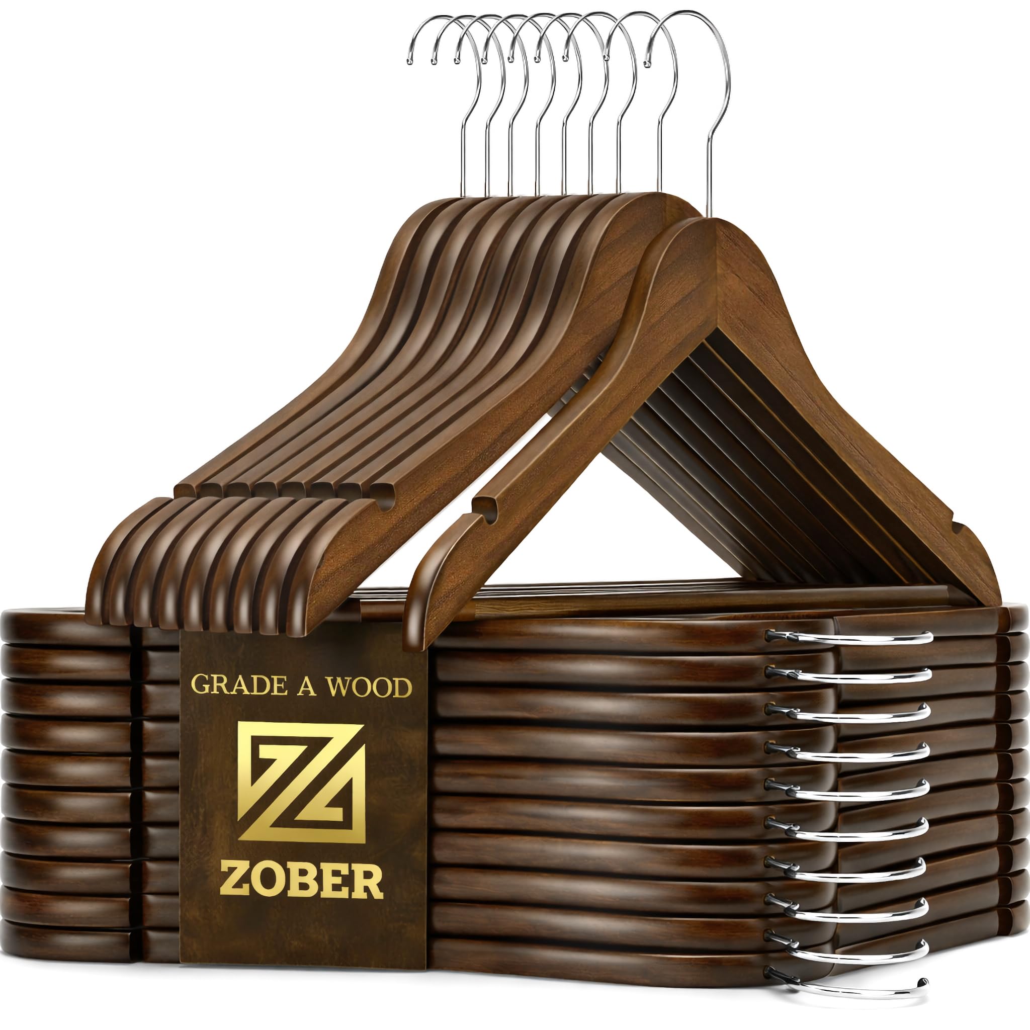 ZOBER Vintage Wooden Hangers