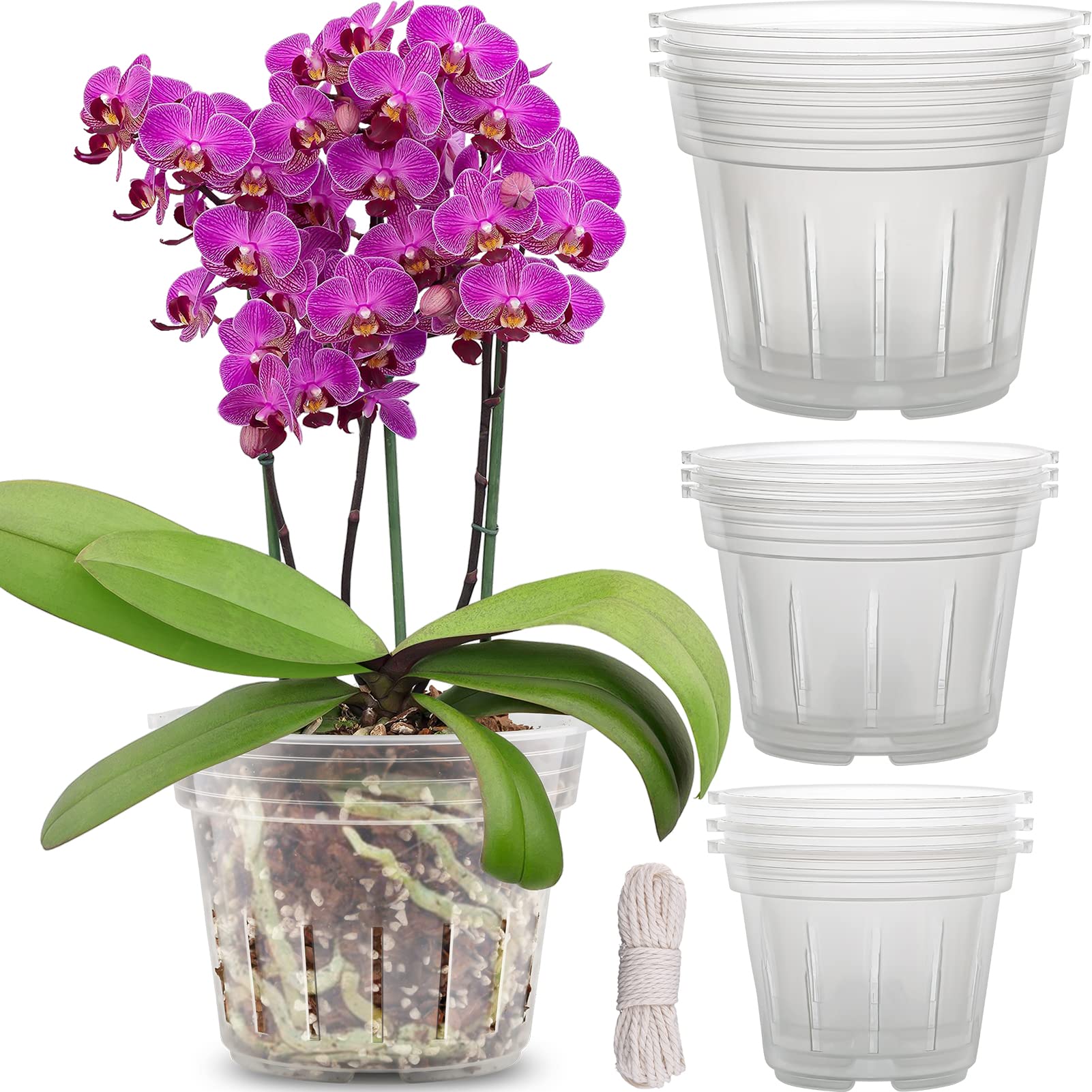 REMIAWY Orchid Pot, 9 Pack Orchid Pots with Holes (3 Each of 4.8, 5.7 and 6.4 Inch)