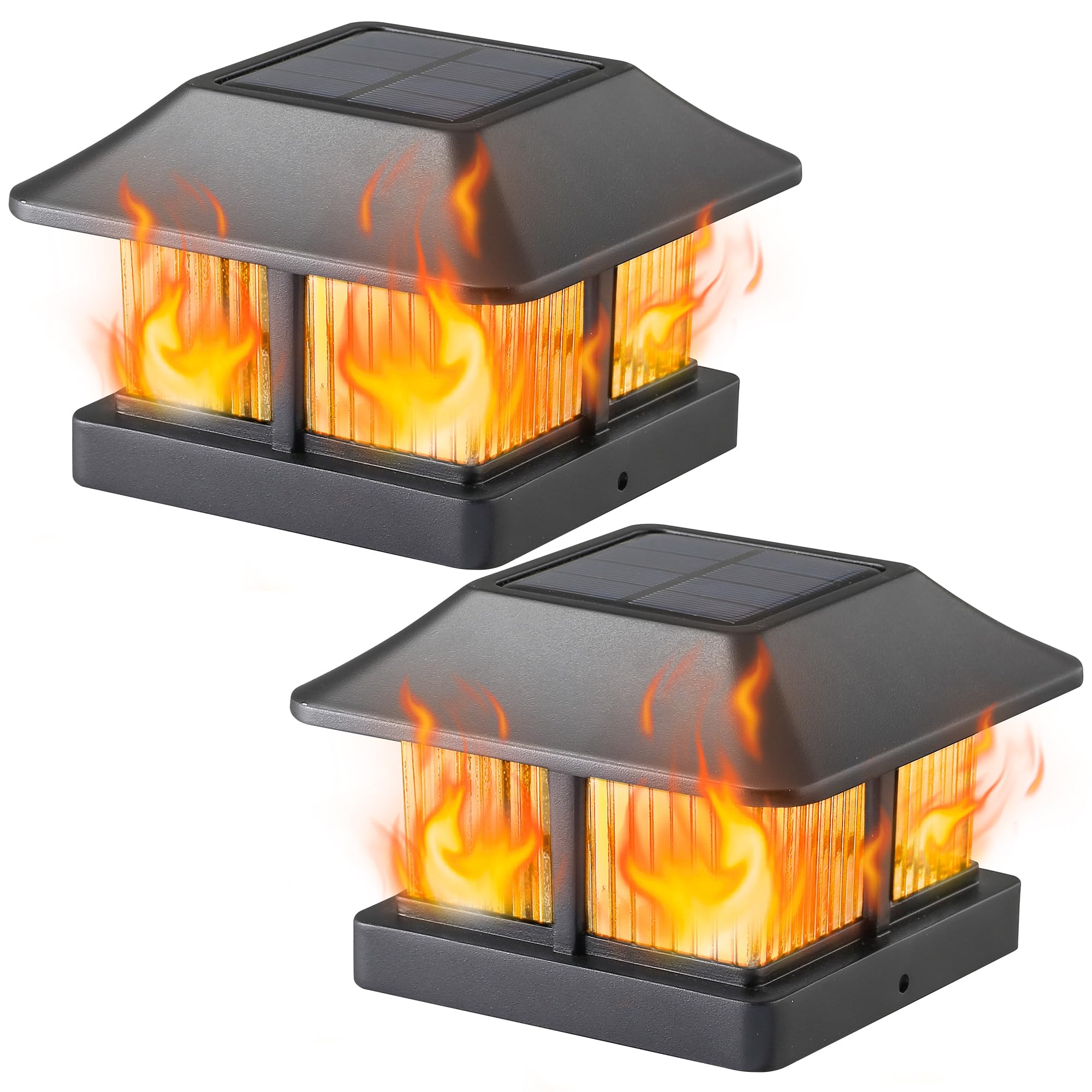Dynaming Solar Flame Post Caps (Flicker Flame, 2-Pack)