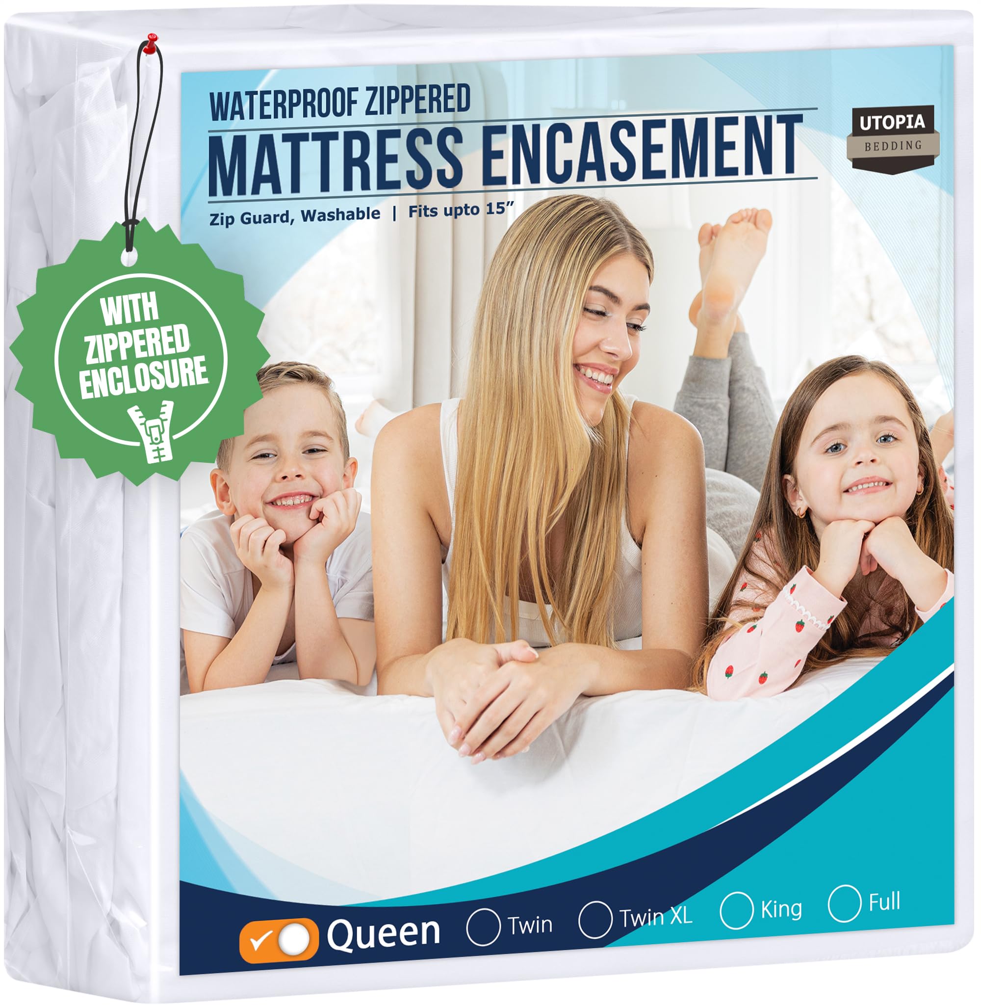 Utopia Zippered Mattress Encasement — Queen