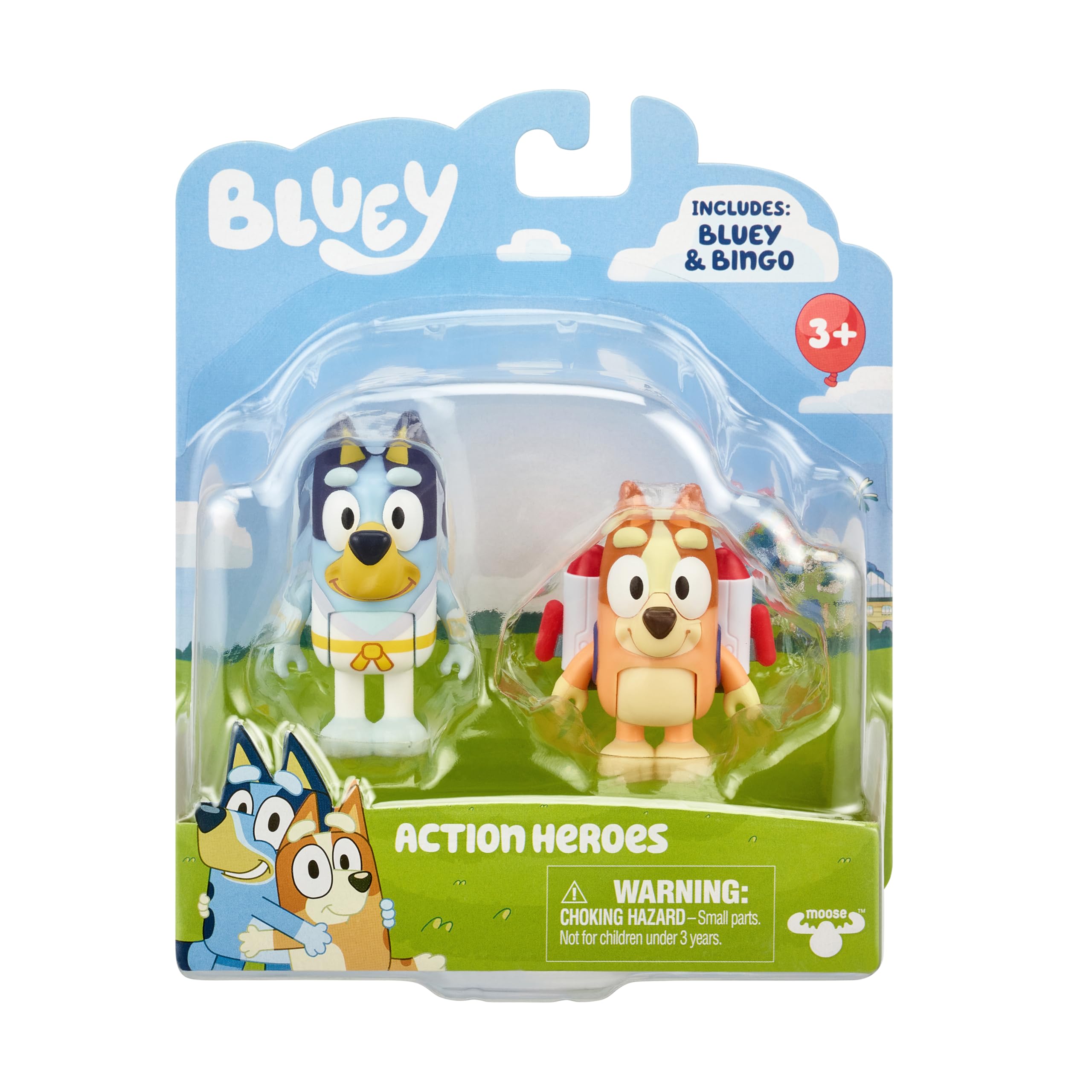 Bluey Action Heroes Toy Figures Set of 2 — Karate Bluey & Jet-Pack Bingo