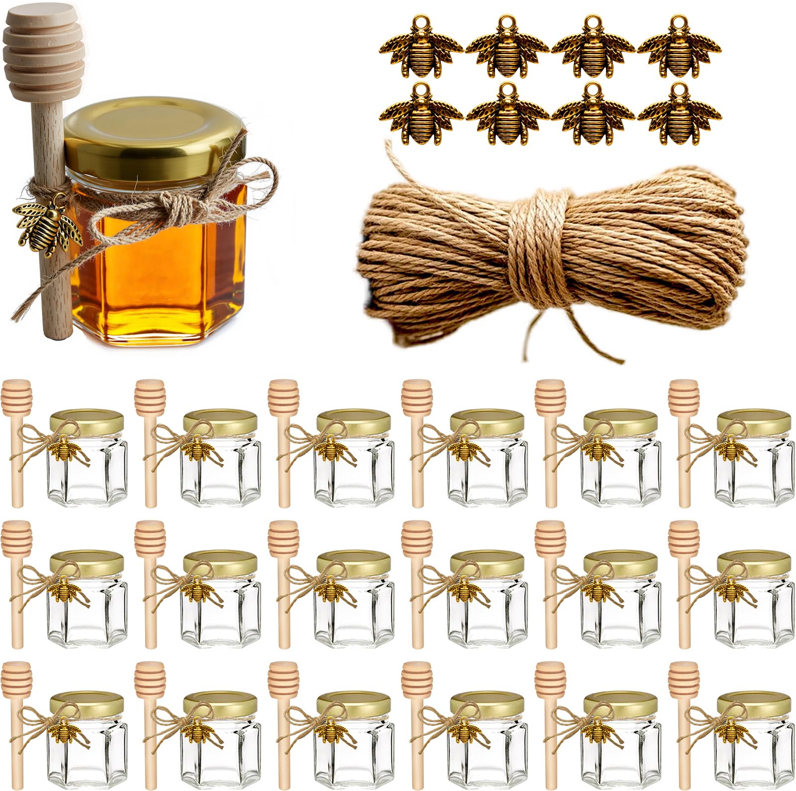 Adabocute Mini Honey Jar Favor Set — 20-Pack