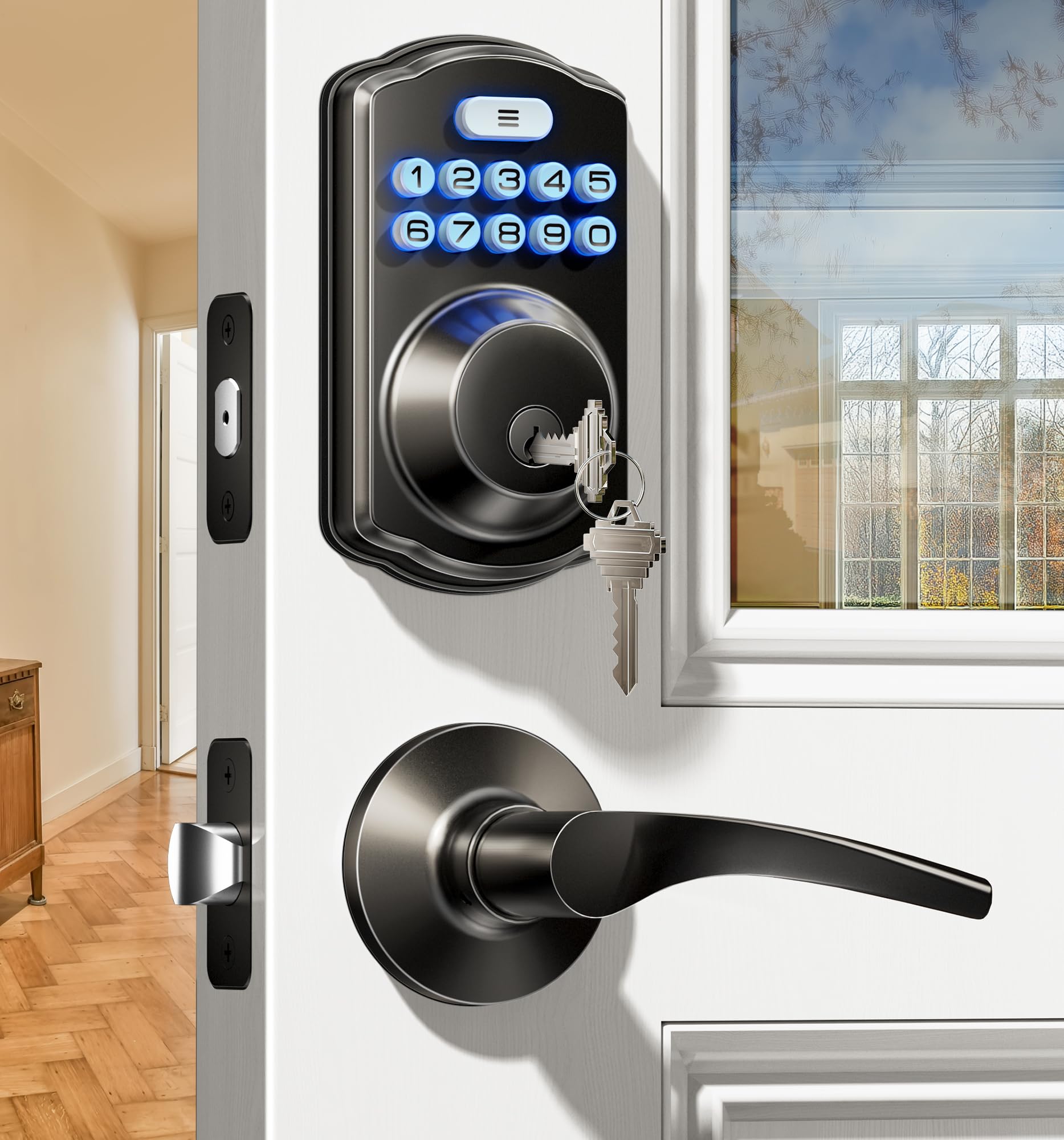 Veise Keyless Entry Door Lock with 2 Lever Handles