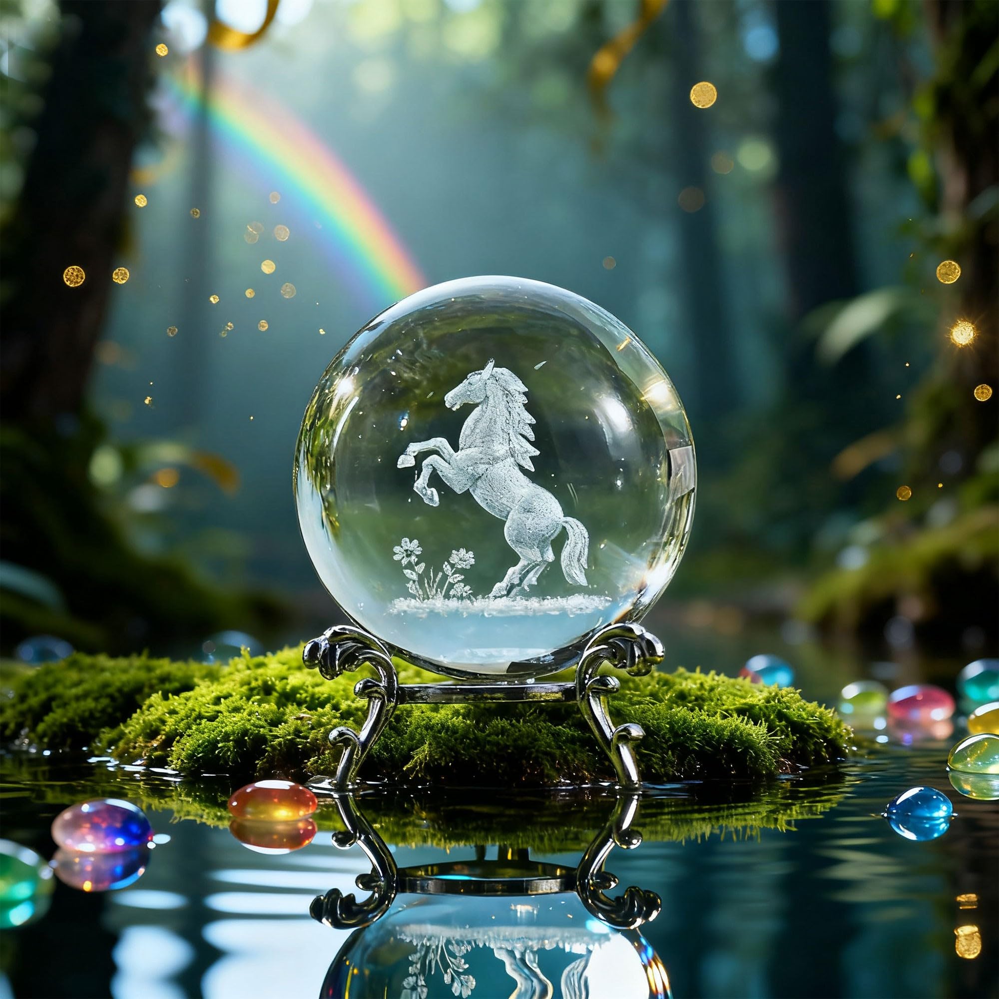 HDCRYSTALGIFTS 60mm Horse Crystal Ball