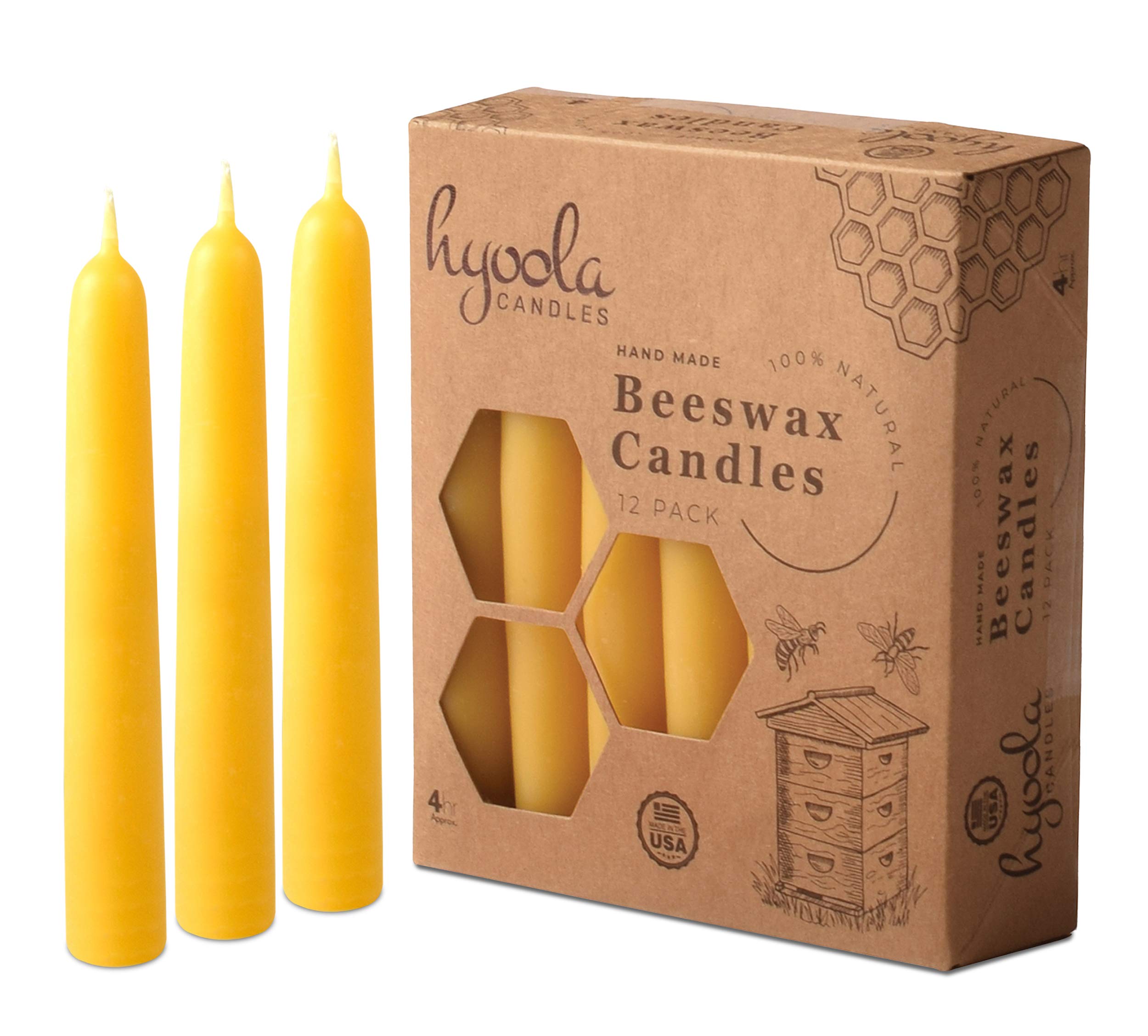 Hyoola Beeswax Taper Candles (4-inch)