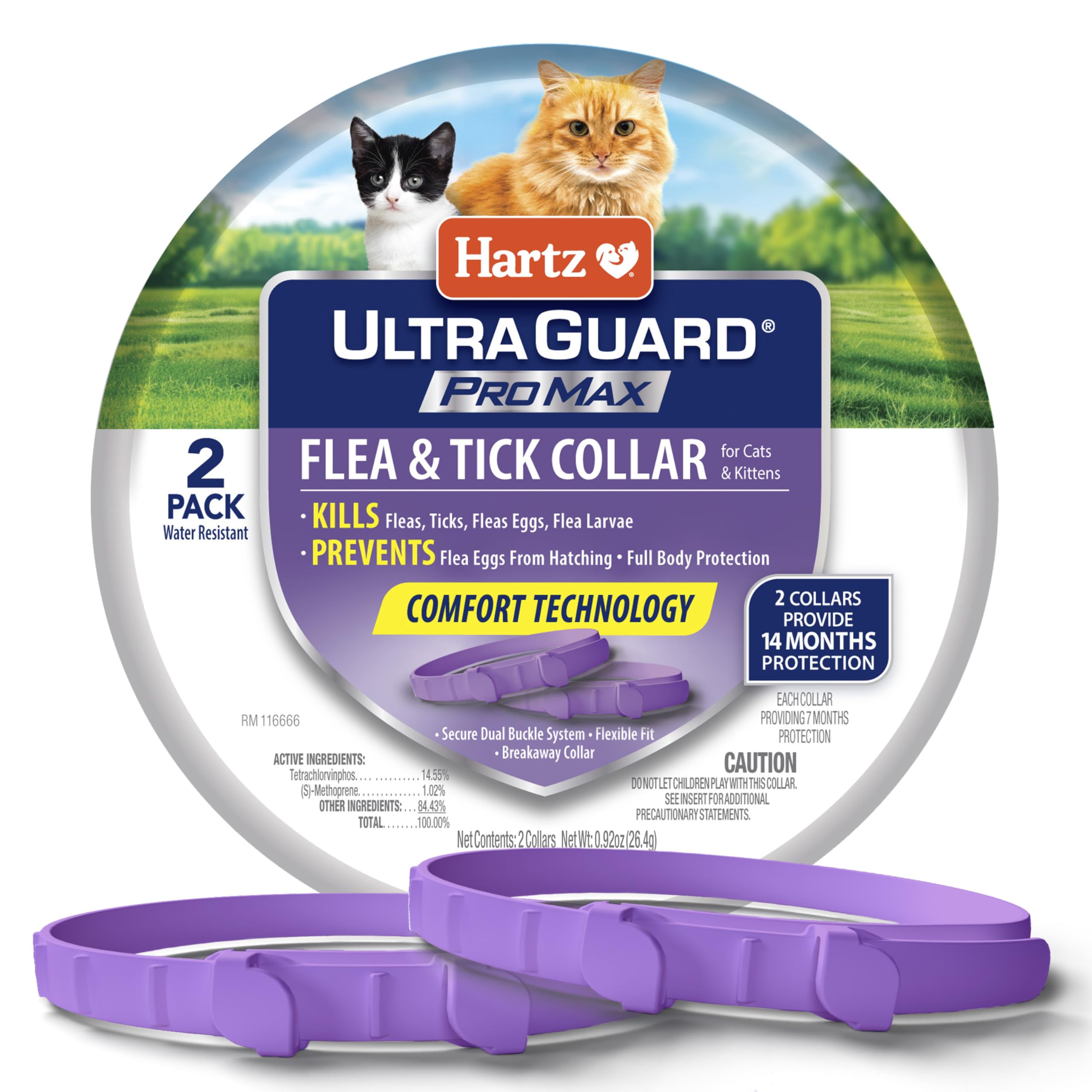 Hartz UltraGuard ProMax Flea & Tick Collar — 2-Pack, Soft & Comfortable