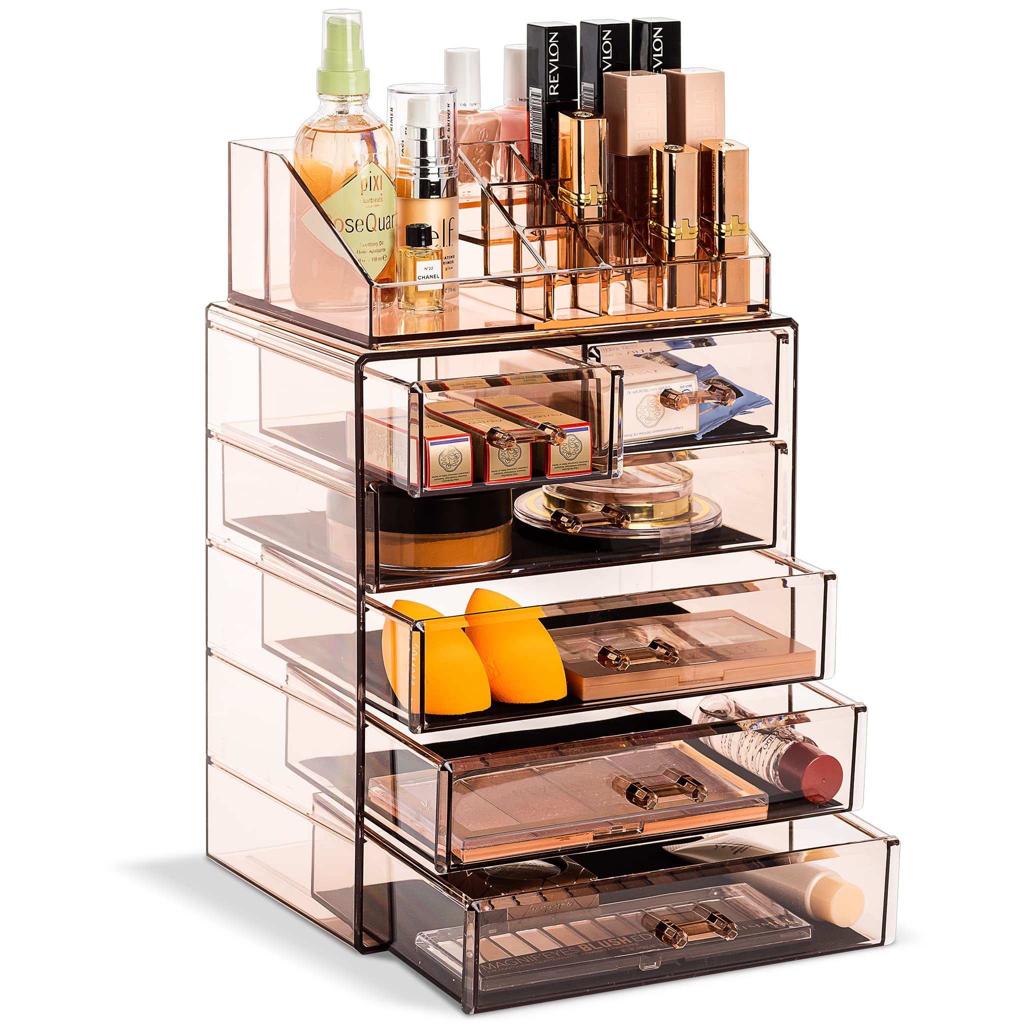 Sorbus Acrylic Makeup Organizer Set — Bronze Glow, 6-Drawer