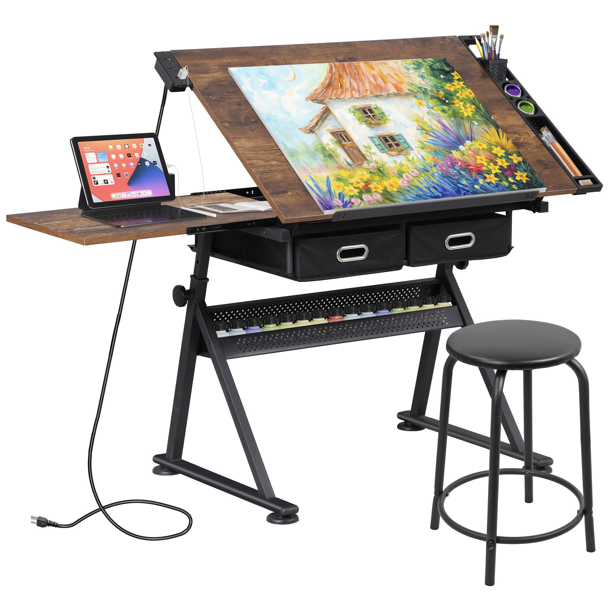 ZENY Adjustable Drafting Table (Wood Top)