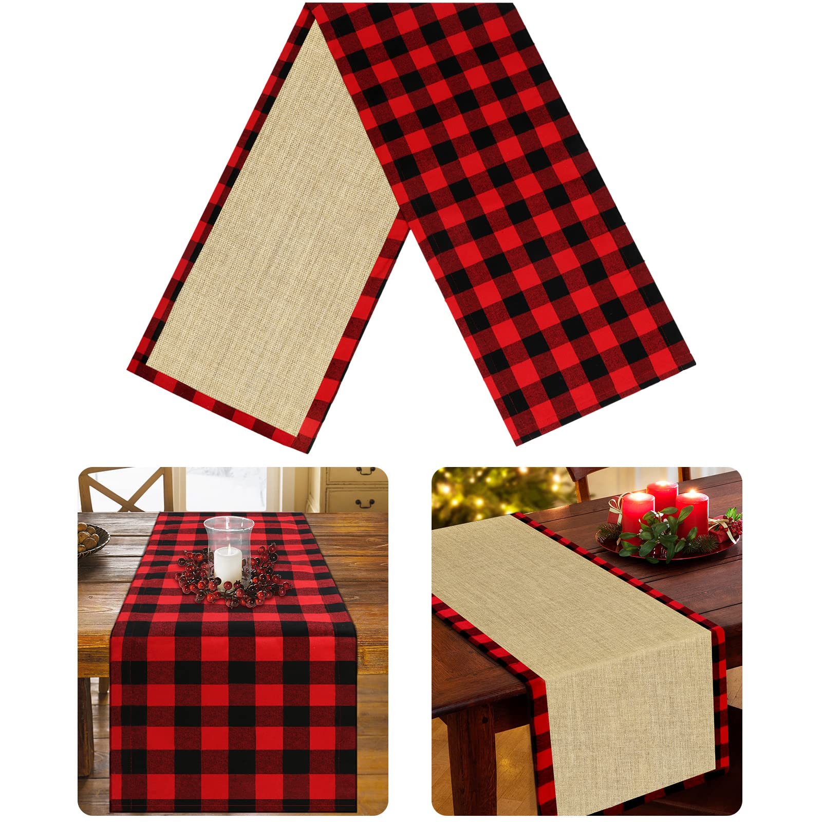 OurWarm Reversible Buffalo Plaid Runner